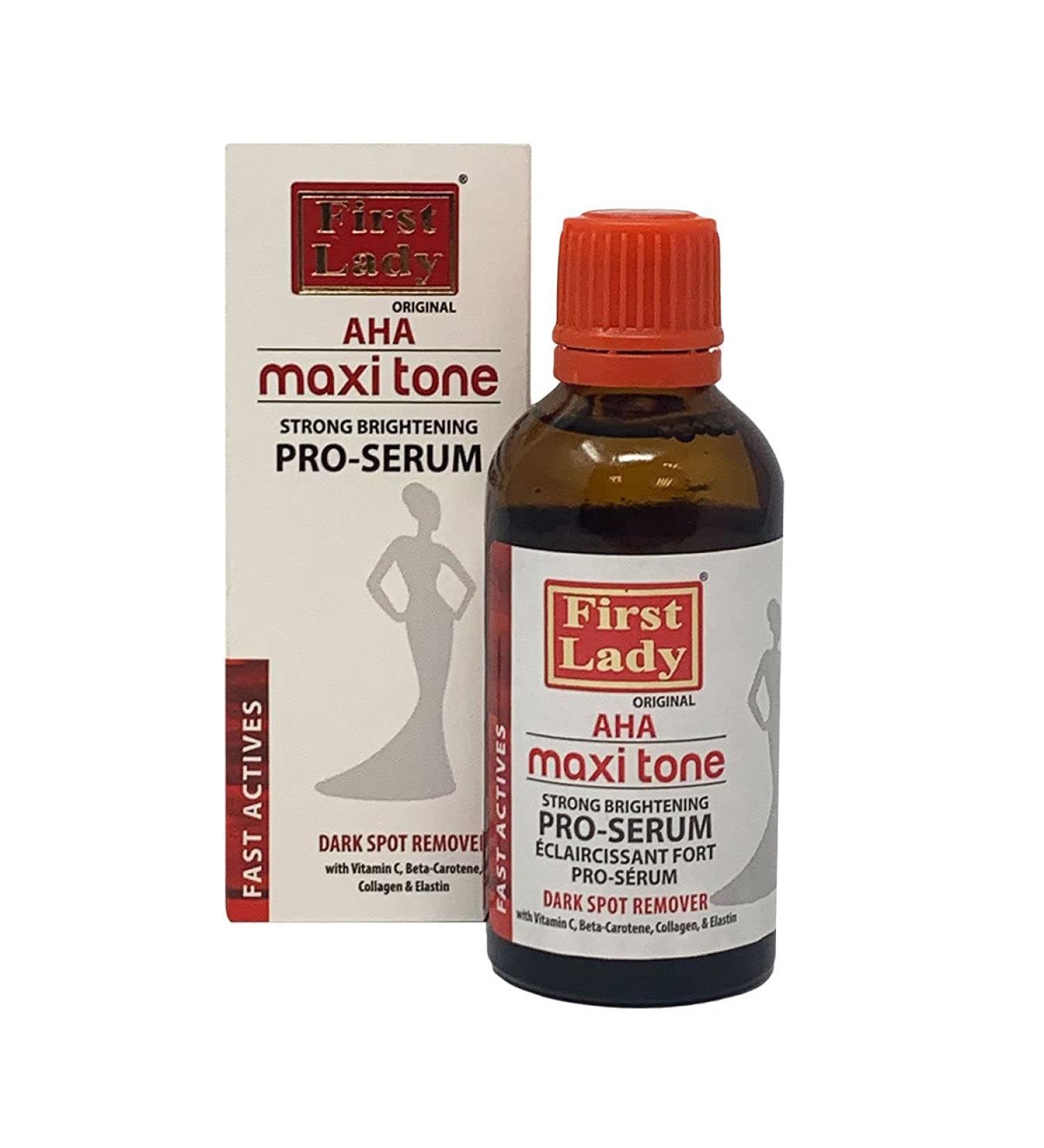 First Lady AHA Maxi Tone Skin Brightening Pro Serum 60ml - Dark Spot Remover for face with Vitamin C Collagen Hyaluronic Acid