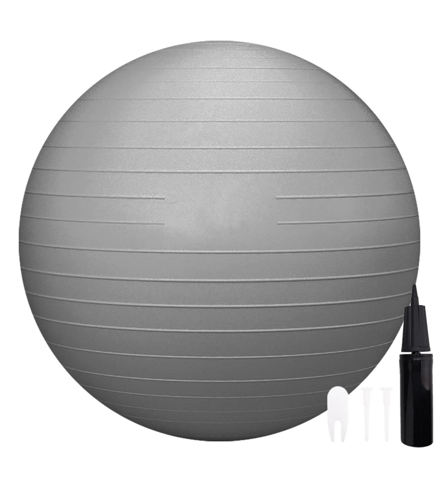 RITHIOX Exercise Ball Yoga Ball 26 Gray - Anti-Slip Stability Ball for Pregnancy Birthing, Anti-Burst Workout Ball with Quick Pump - Perfect for Office, Home, Gym - Buy Online on GoSupps.com