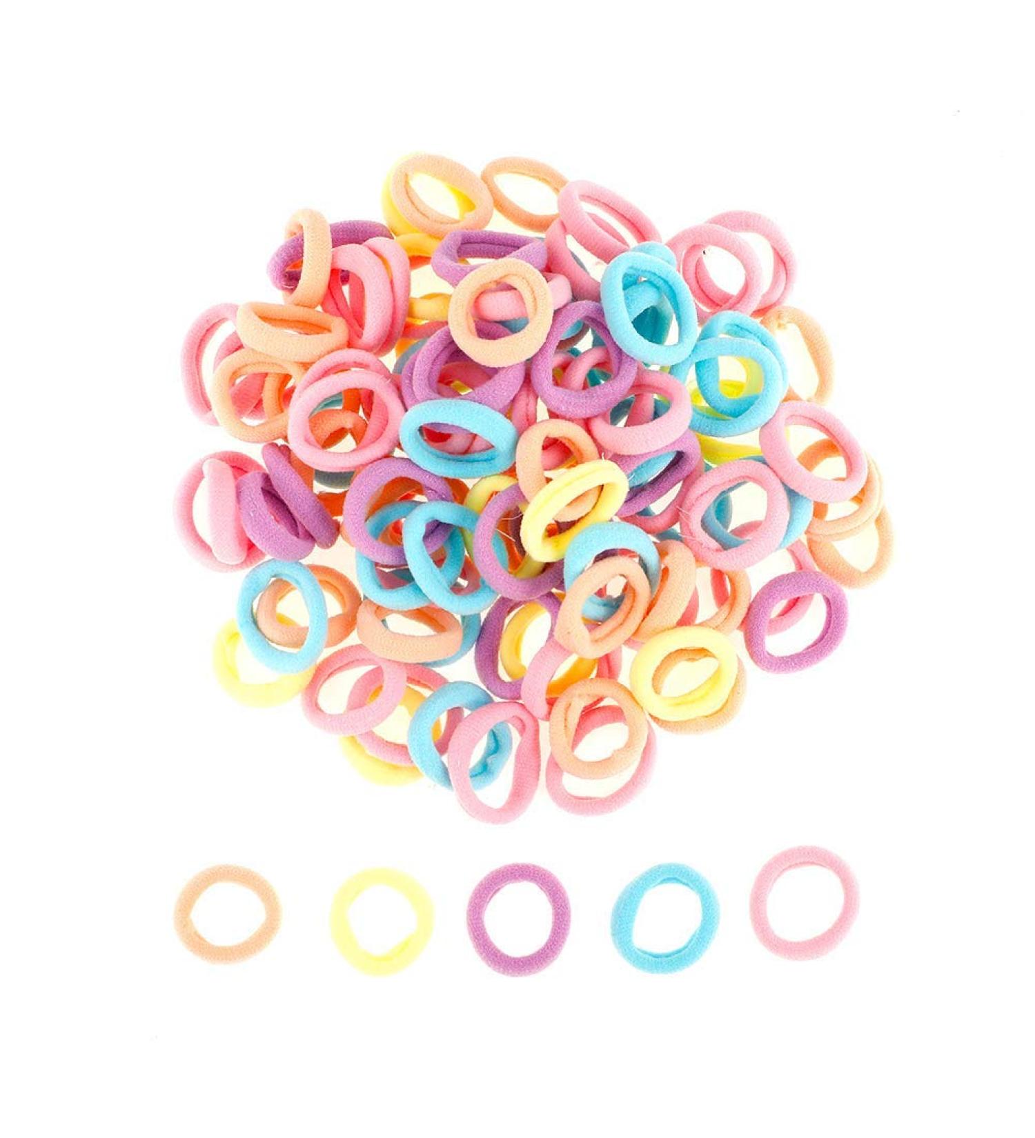 100 Pieces Small Elastic Hair Ties for Kids - Colorful Mini Hairbands for Girls & Babies - Buy Online on GoSupps.com