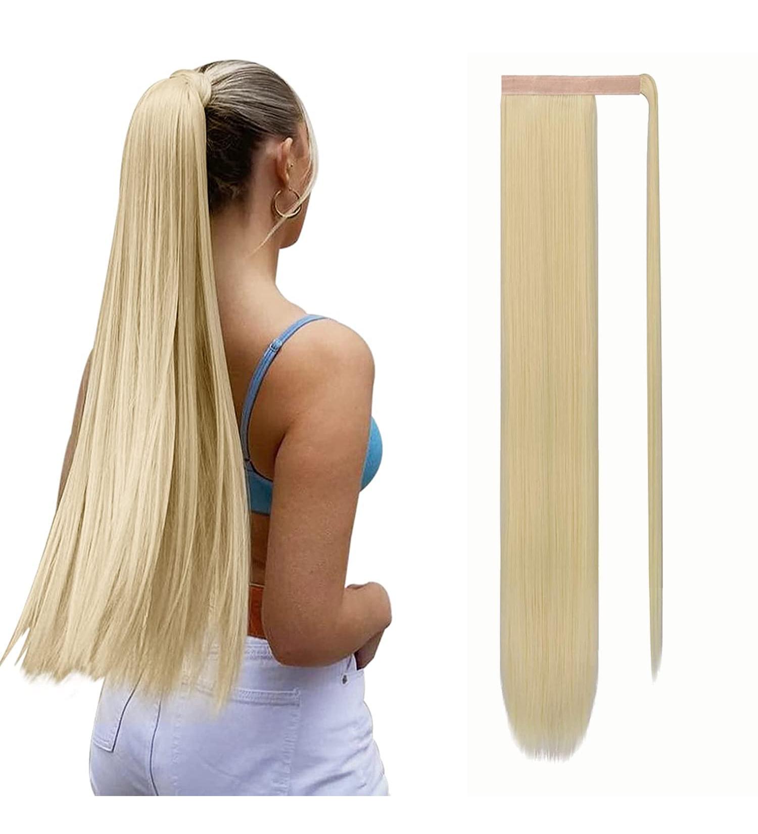30 Inch Bleach Blonde Clip In Ponytail Extension Sofeiyan Synthetic Hairpiece for Women