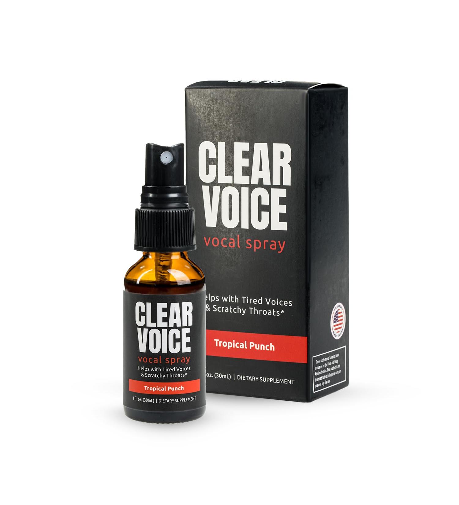 Clear Voice Vocal Throat Spray - Singing Ease & Voice Clarity Fast Acting Herbal Oral Remedy for Singers Speakers Performers - Soothing Dampener Moisturizer Relief USA Made (Tropical Punch 1 oz) Tropical Punch 1 Fl Oz  - Buy Online on GoSupps.com