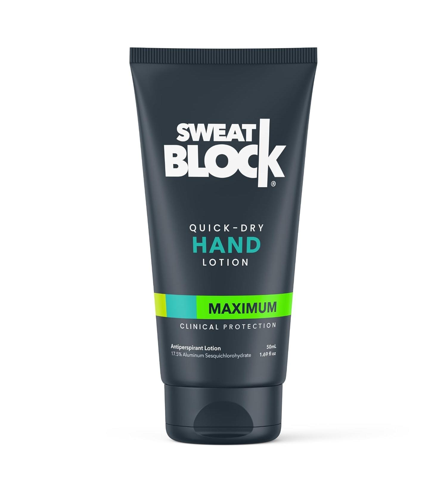 SweatBlock Hand Antiperspirant Lotion - Hyperhidrosis Treatment for Sweaty Palms | Gamer Grip Support | Non-irritating & Dermatologist Tested | Maximum Protection - 1.69 oz - Buy Online on GoSupps.com