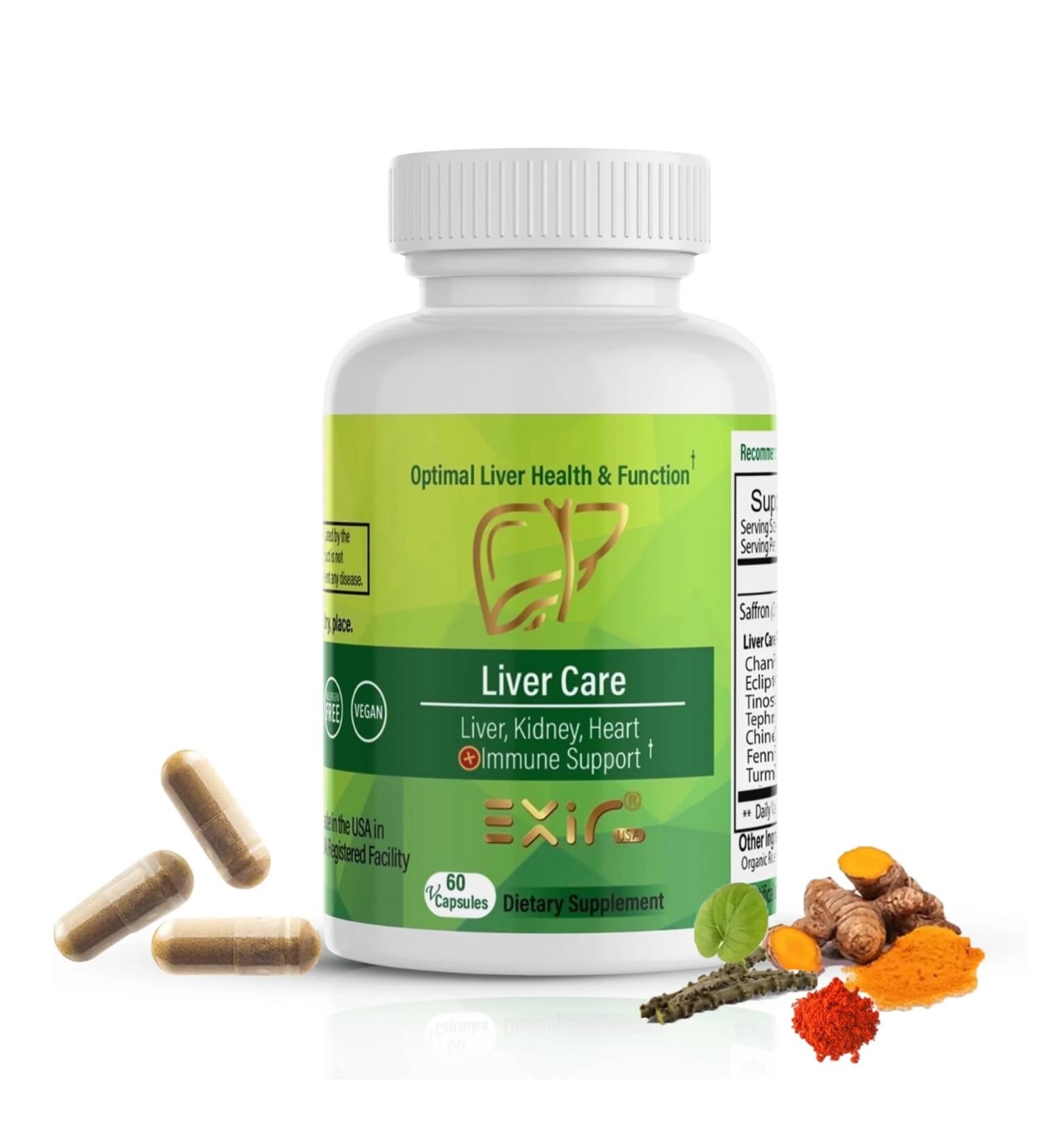 EXIR Liver Cleanse Herbal Supplement, 60 Capsules with Powerful Herbal Blend Including Saffron, Eclipta, Chanca Piedra, and Tinospora Extract Liver Detox Support, Promotes Liver Health & Function 60 Count (Pack of 1) - Buy Online on GoSupps.com