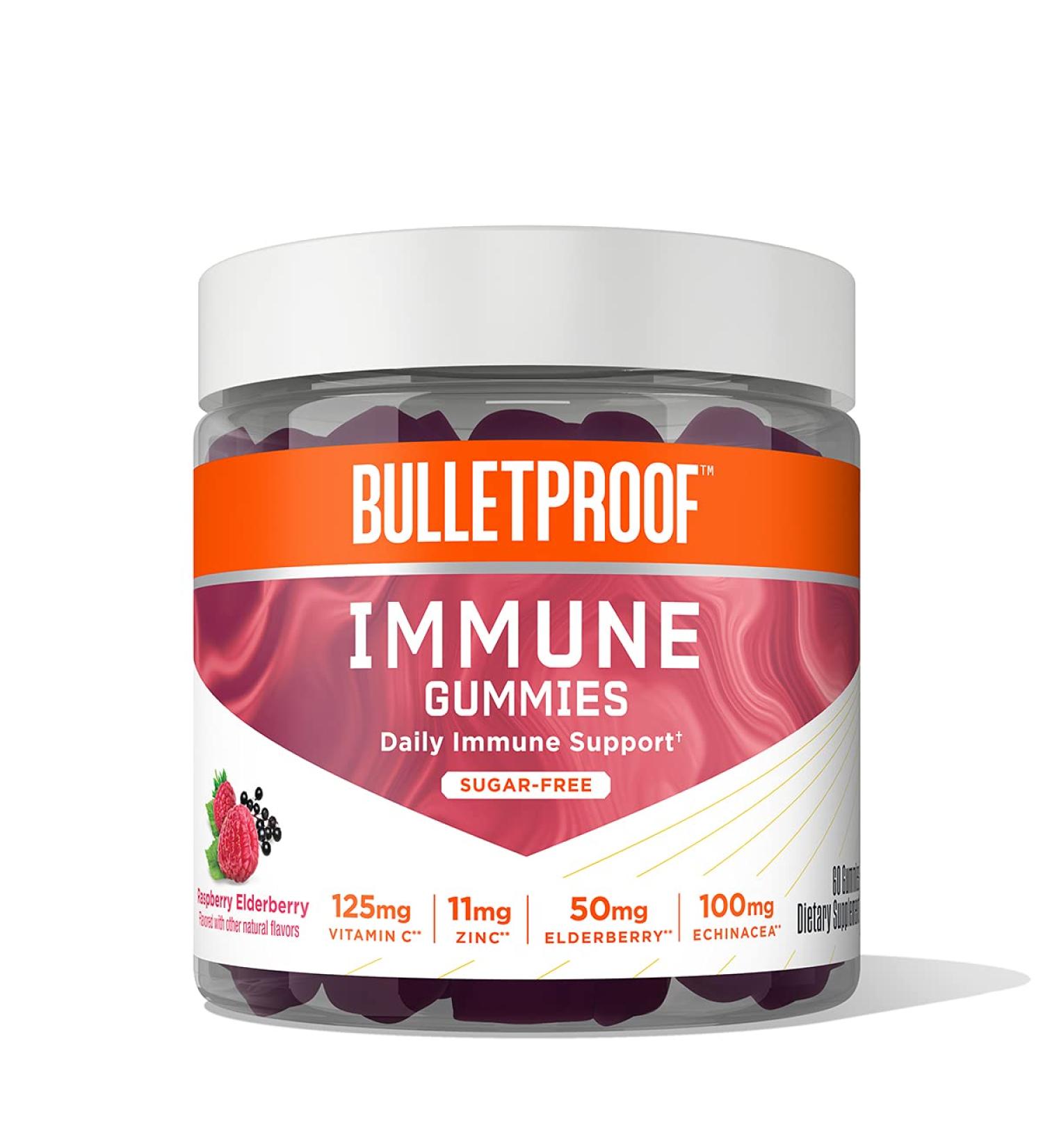 Bulletproof Sugar-Free Raspberry Elderberry Immune Gummies - 60 Count Keto Supplement - Buy Online on GoSupps.com
