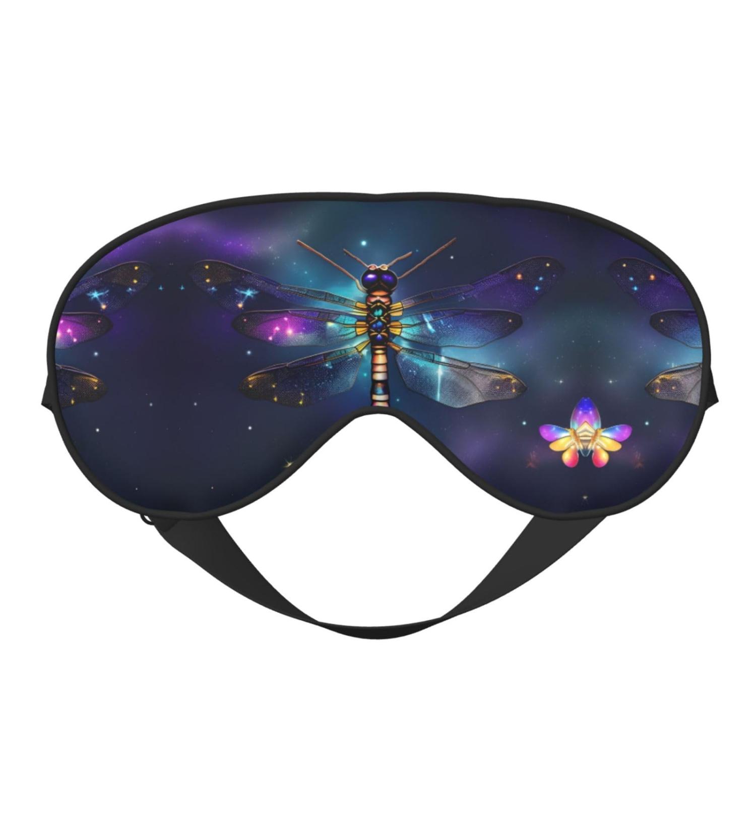 Galaxy Dragonfly Print Unisex Sleep Mask - Double-Sided Eye Mask for Sound Sleep & Skin Care - Buy Online on GoSupps.com
