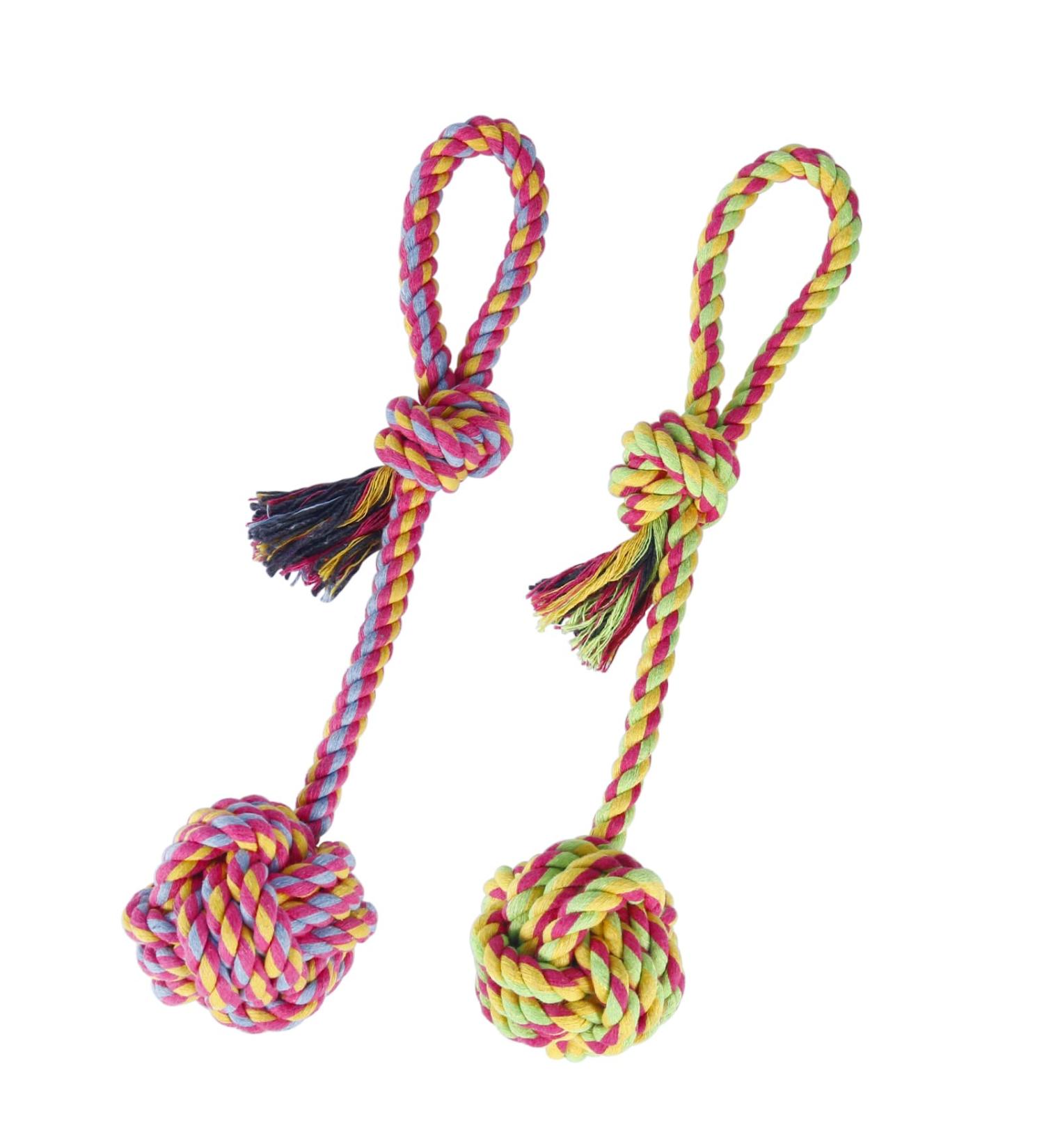 Vivifying Dog Rope Toys Pack of 2 Interactive Braided Cotton Pet Chew Rope Toys for Dog Teeth Cleaning 2 PCS Dog Rope Toy With Ball - Buy Online on GoSupps.com