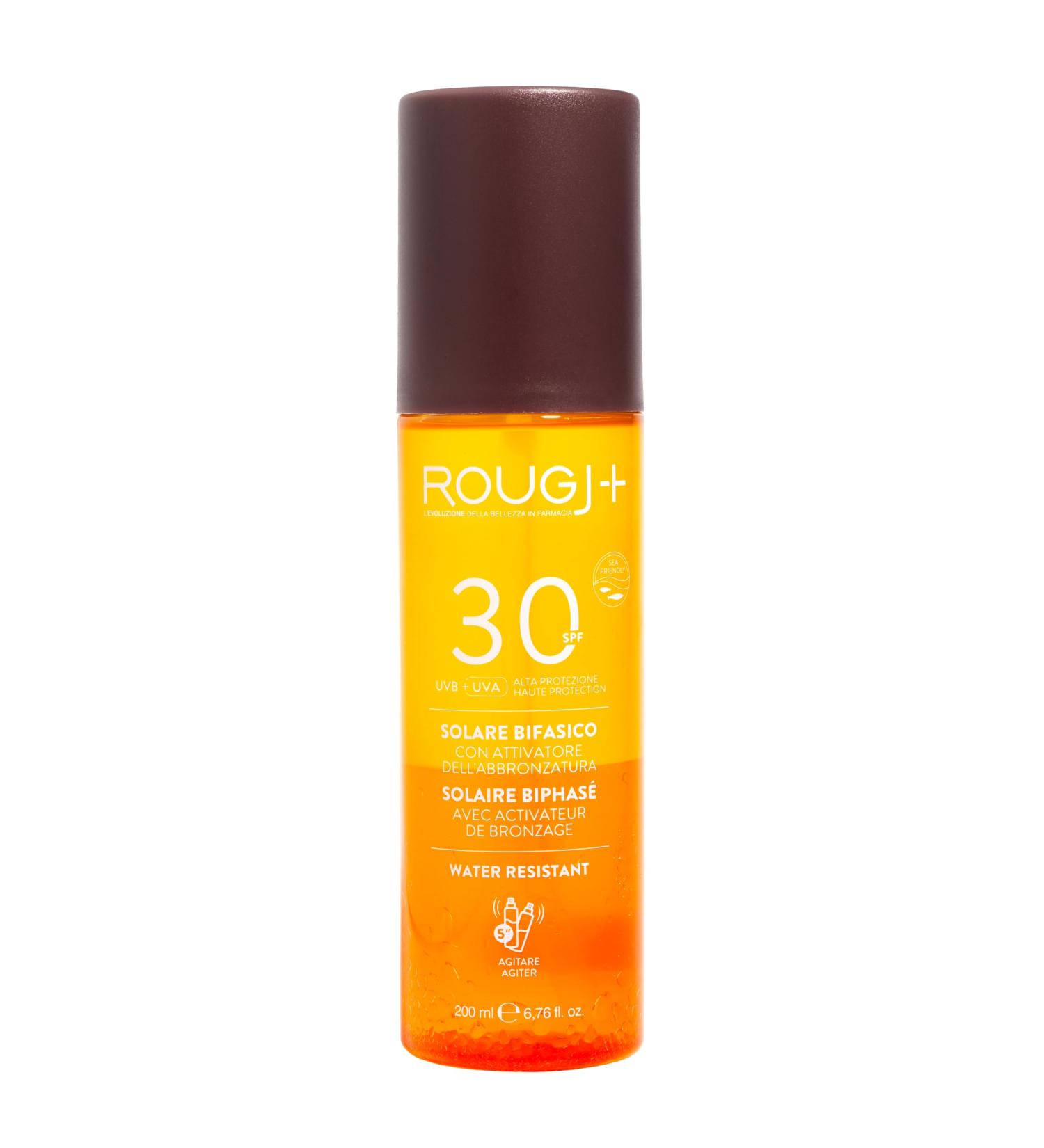Rougj Twiga Spray Solaire Biphase SPF 30 avec Activateur de M lanine Protection Solaire Corps l Arginine Figue de Barbarie & Thermus Ferment R sistant l Eau 200 ml Made in Italy SPF 30 200ml - Buy Online on GoSupps.com