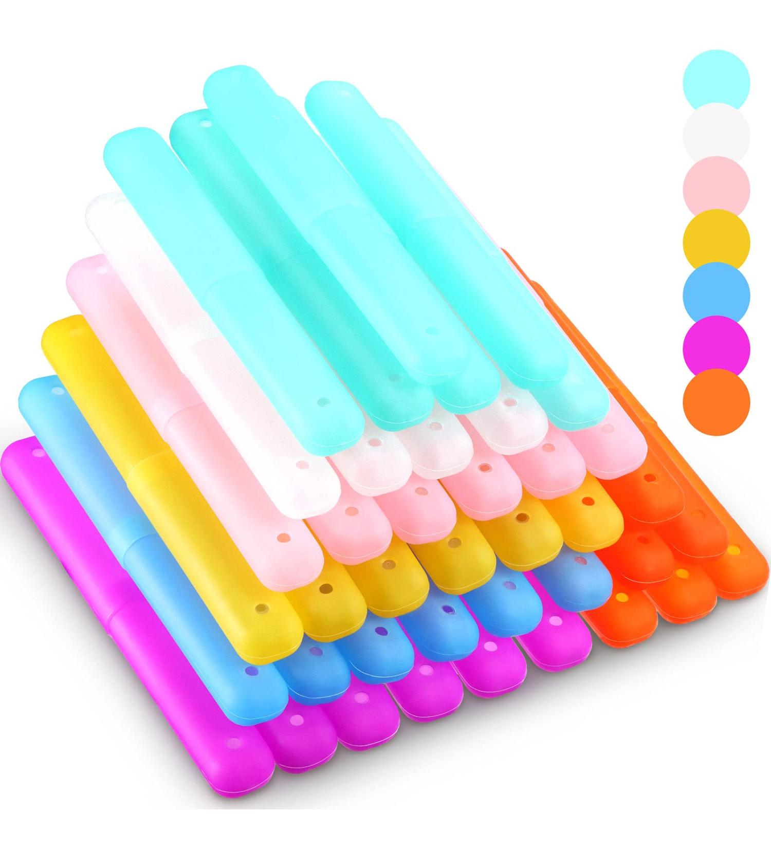 40-Piece Portable Travel Toothbrush Holder Case | Breathable Plastic Containers for Home, Travel, School, Camping | Assorted Colors - Buy Online on GoSupps.com