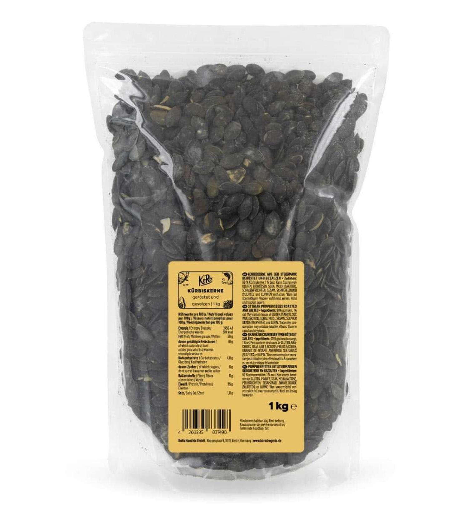 Koro Pumpkin Seeds from Styria - Roasted & Salted 1kg | Perfect Snack & Salad Topping - Buy Online on GoSupps.com