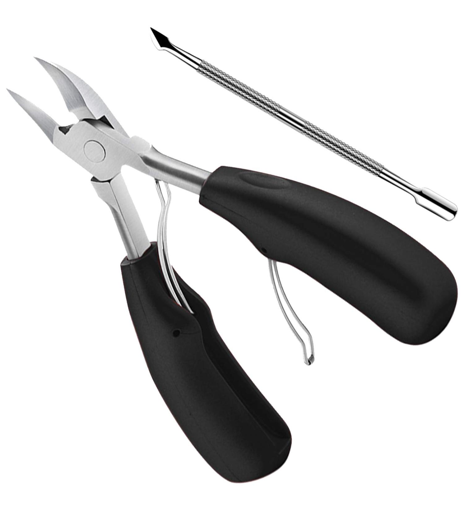 Toenail Clippers for Thick Nails and Cuticle Pusher Made of Rustproof Stainless Steel Super Sharp Blades and Strong Big Nail Scissors Nippers with Box - Buy Online on GoSupps.com