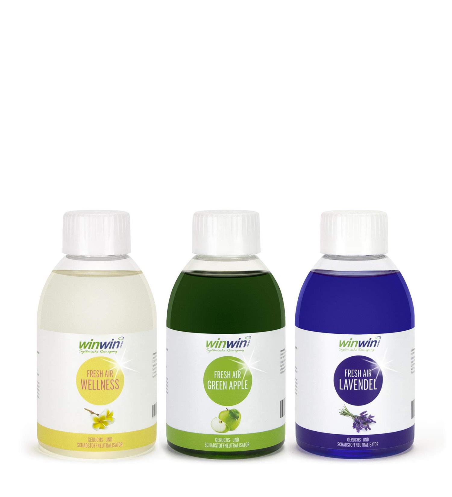 winwin clean systemic cleaning - SET OF 3 250ML I FRESH AIR PURIFICATION CONCENTRATE I WELLNESS I LAVENDER I GREEN APPLE