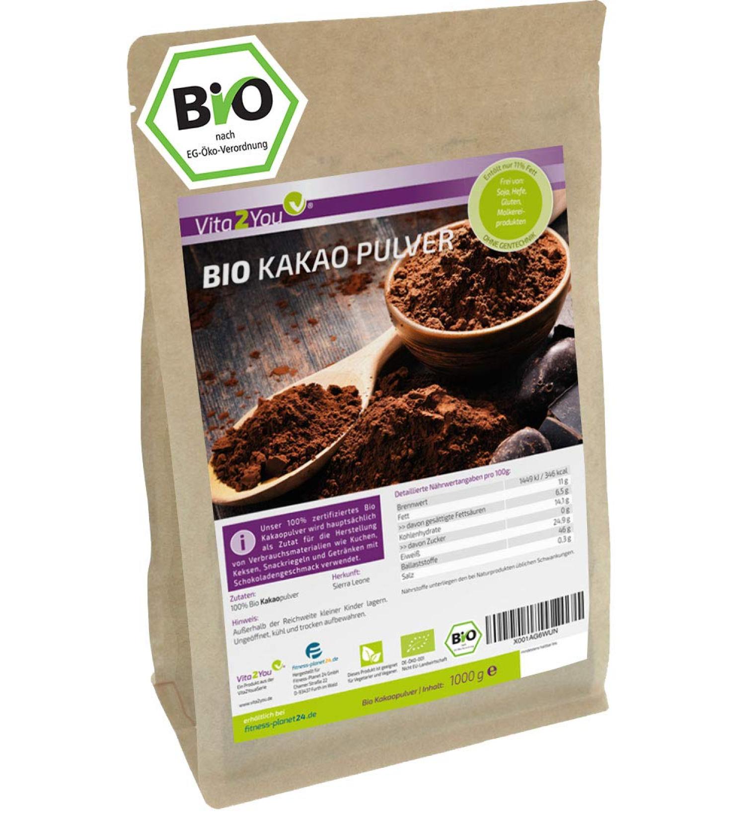 Organic Cocoa Powder 1000g - Unsweetened Premium Quality | Whole Beans Ground from Organic Farming - Buy Now! - Buy Online on GoSupps.com