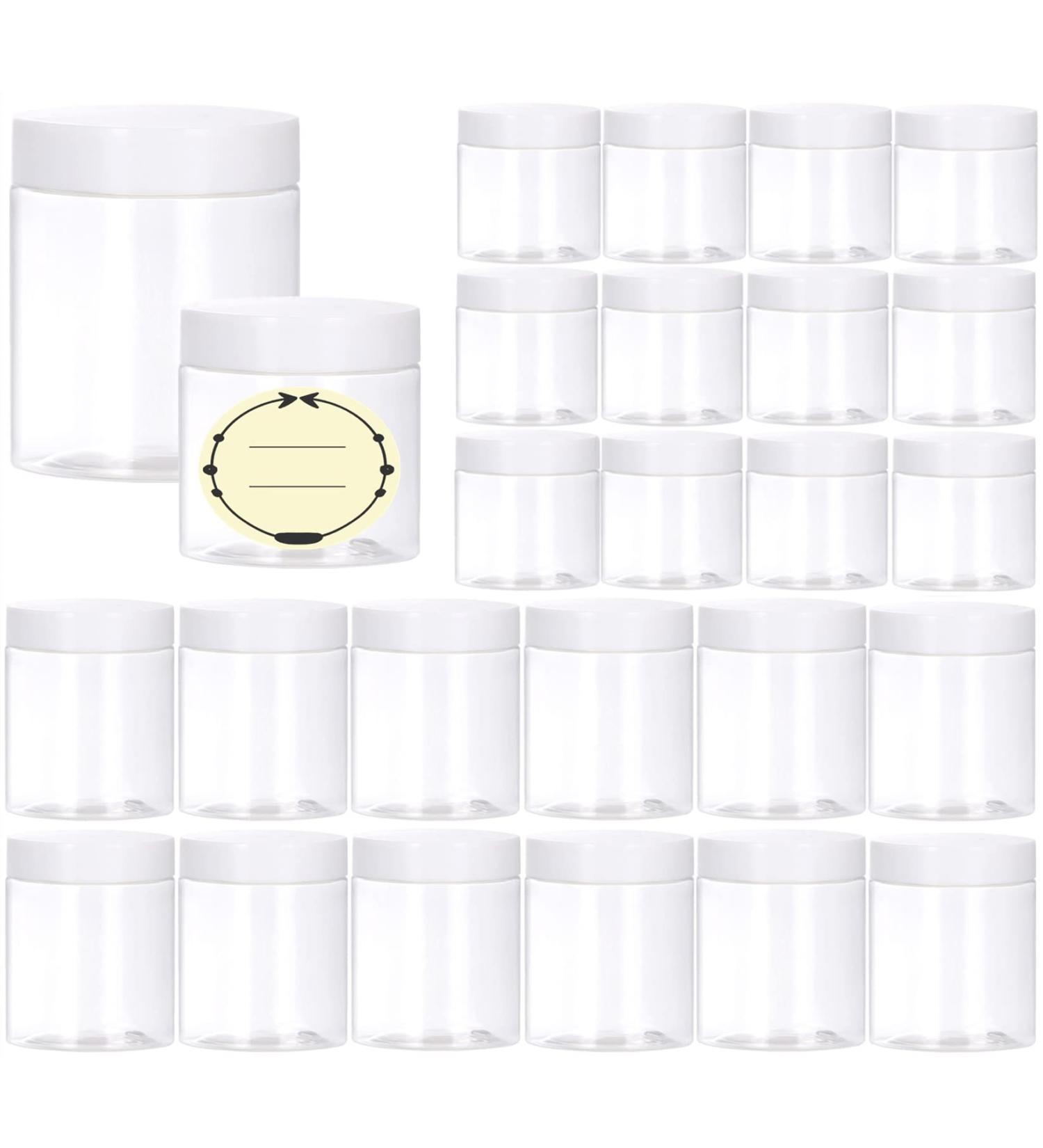 24 Pack Empty Plastic Slime Containers with Leak-Proof Lids and Labels - TUZAZO 8 oz and 4 oz Storage Jars for Crafts, Jewelry Making, Cosmetics - 24 Pack - Buy Online on GoSupps.com