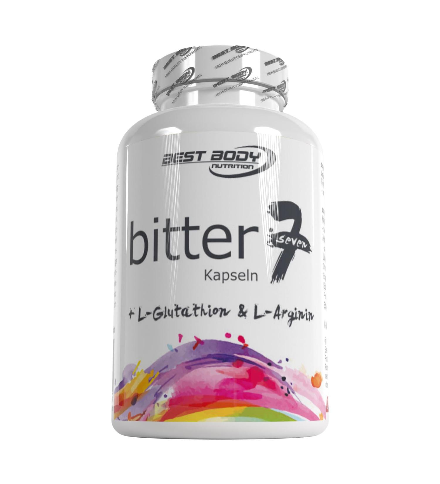 Best Body Nutrition Bitter 7 Capsules | Vegan Plant-Based L-Arginine & L-Glutathione | 100 Count - Optimize Health Naturally - Buy Online on GoSupps.com