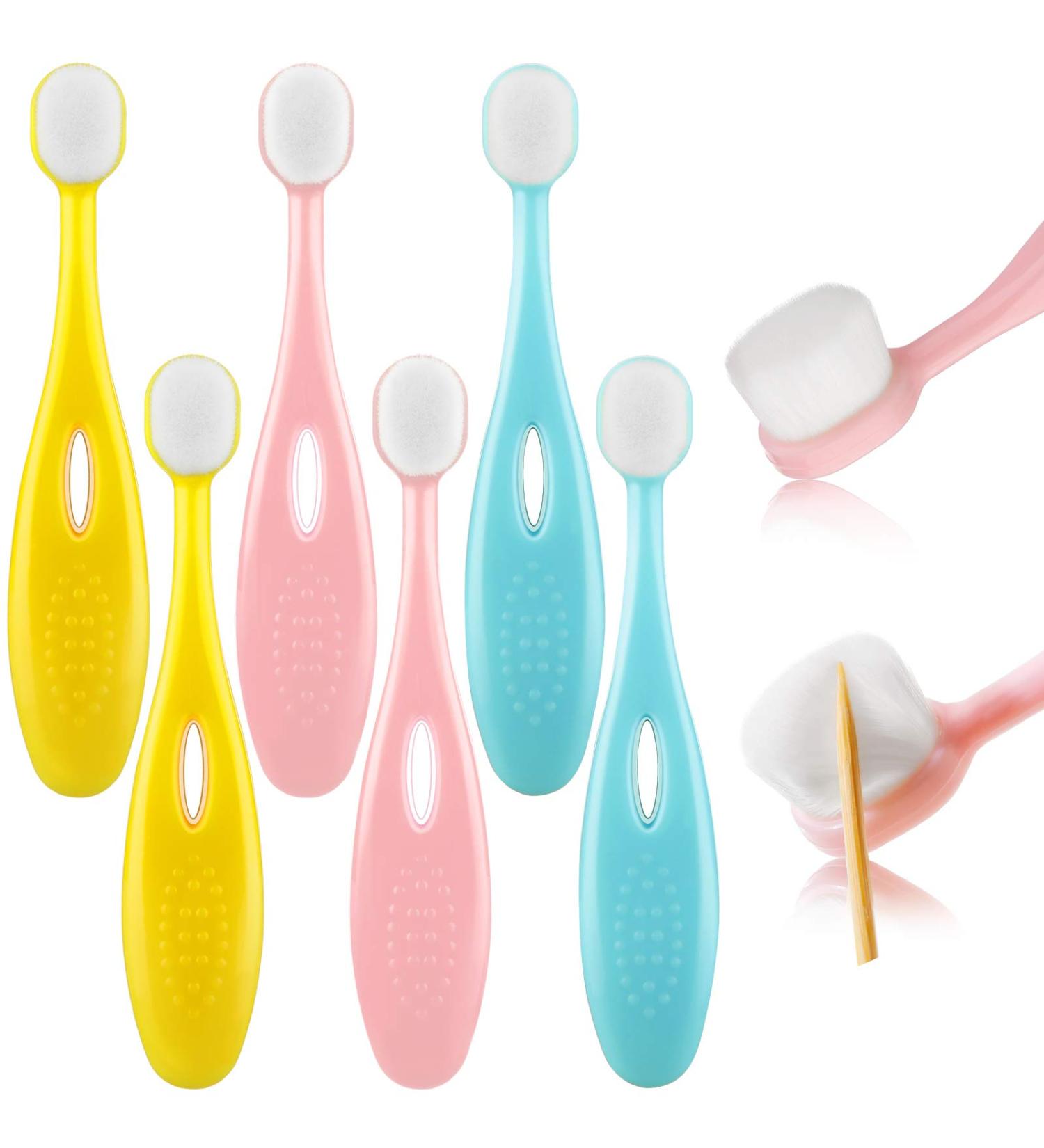 Kids Extra Soft Nano Toothbrush Set - 6 Pieces, 20000 Bristles, Ages 1+, Boys Girls Gum Protecting Cleaning - Cute Style - Buy Online on GoSupps.com