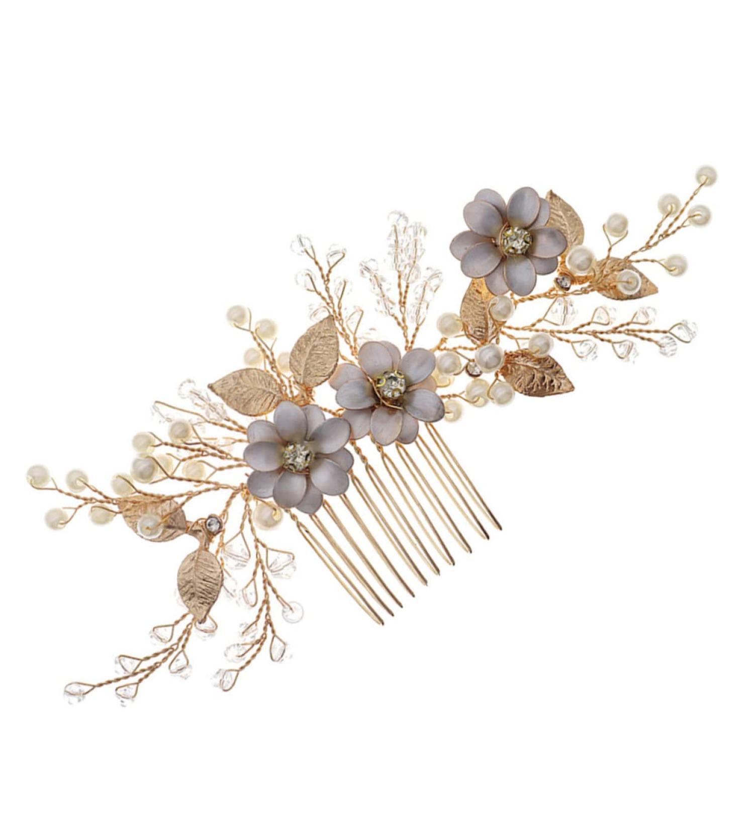 DRESSOOS Bead Hair Comb Wedding Headpiece for Bride Brides Hair Comb Flowers Decor Bridal Headpieces for Wedding Bunny Ears for Kids Crystal Decor The Flowers Bridesmaid Accessories Pearl - Buy Online on GoSupps.com