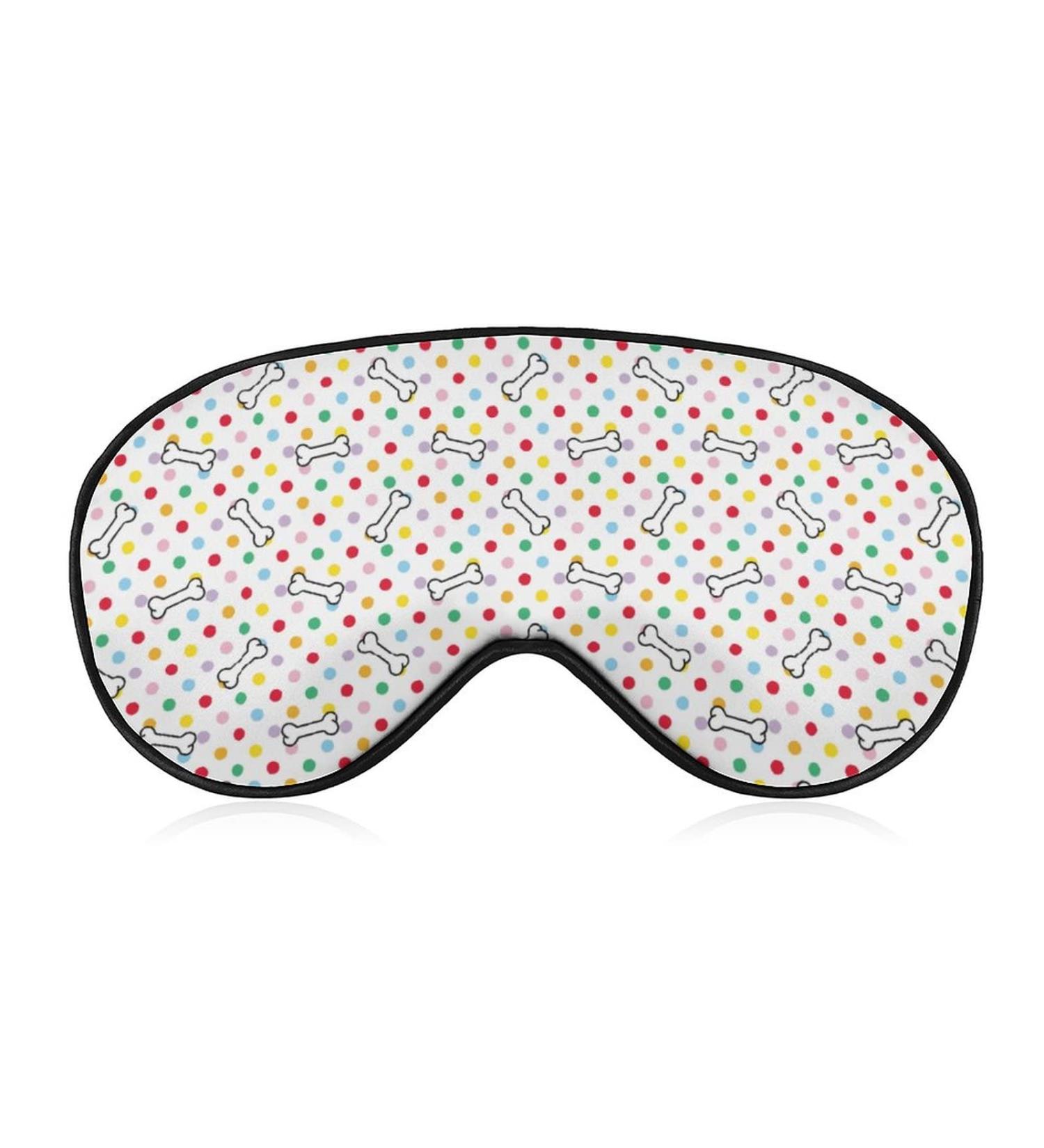 Colorful Dog Bone & Polka Dot Sleep Mask for Women - Adjustable Eye Shades with Elastic Strap - Buy Online on GoSupps.com