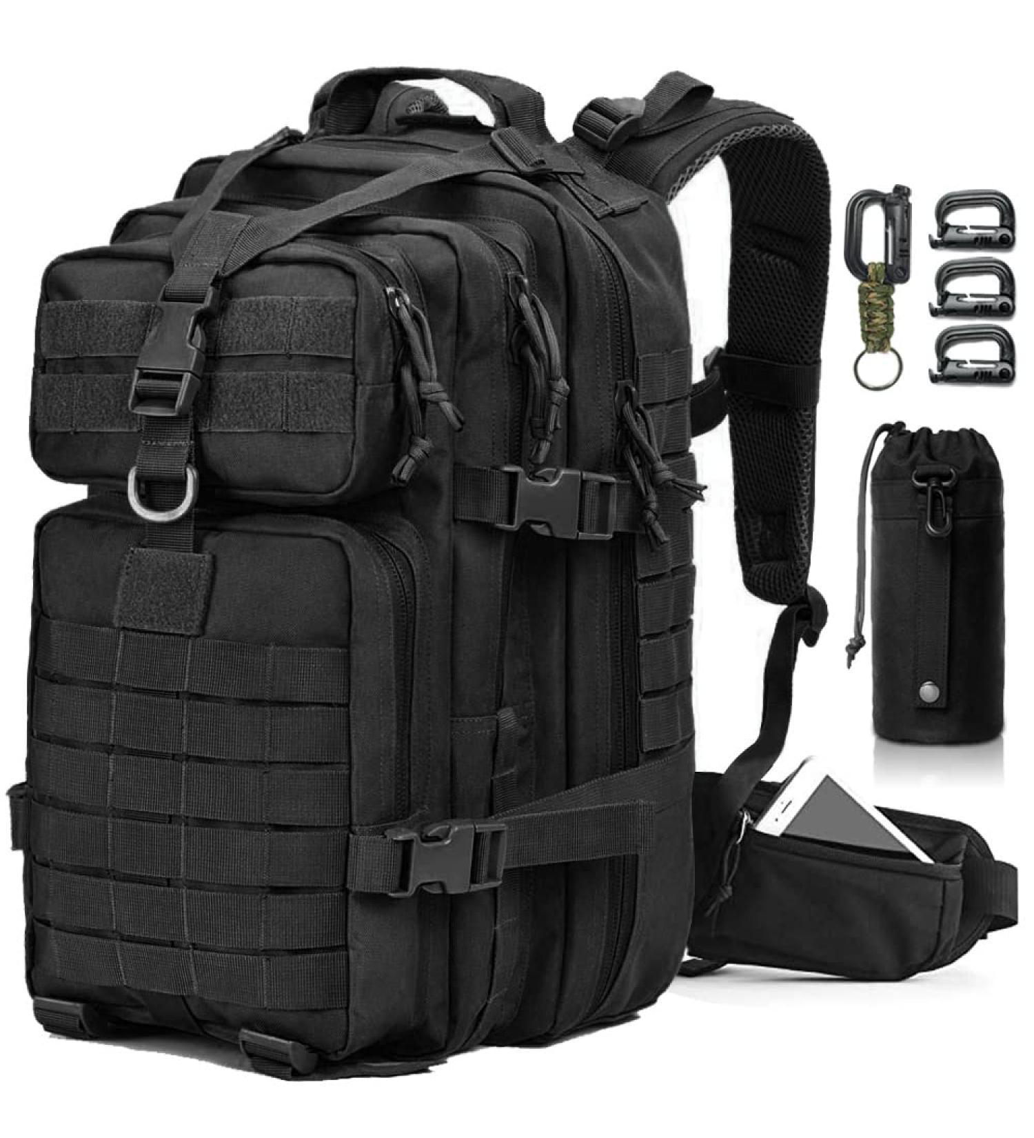 EMDMAK Military Tactical Backpack - Large Army 3 Day Assault Pack Molle Bag Rucksack in Black - Buy Online on GoSupps.com