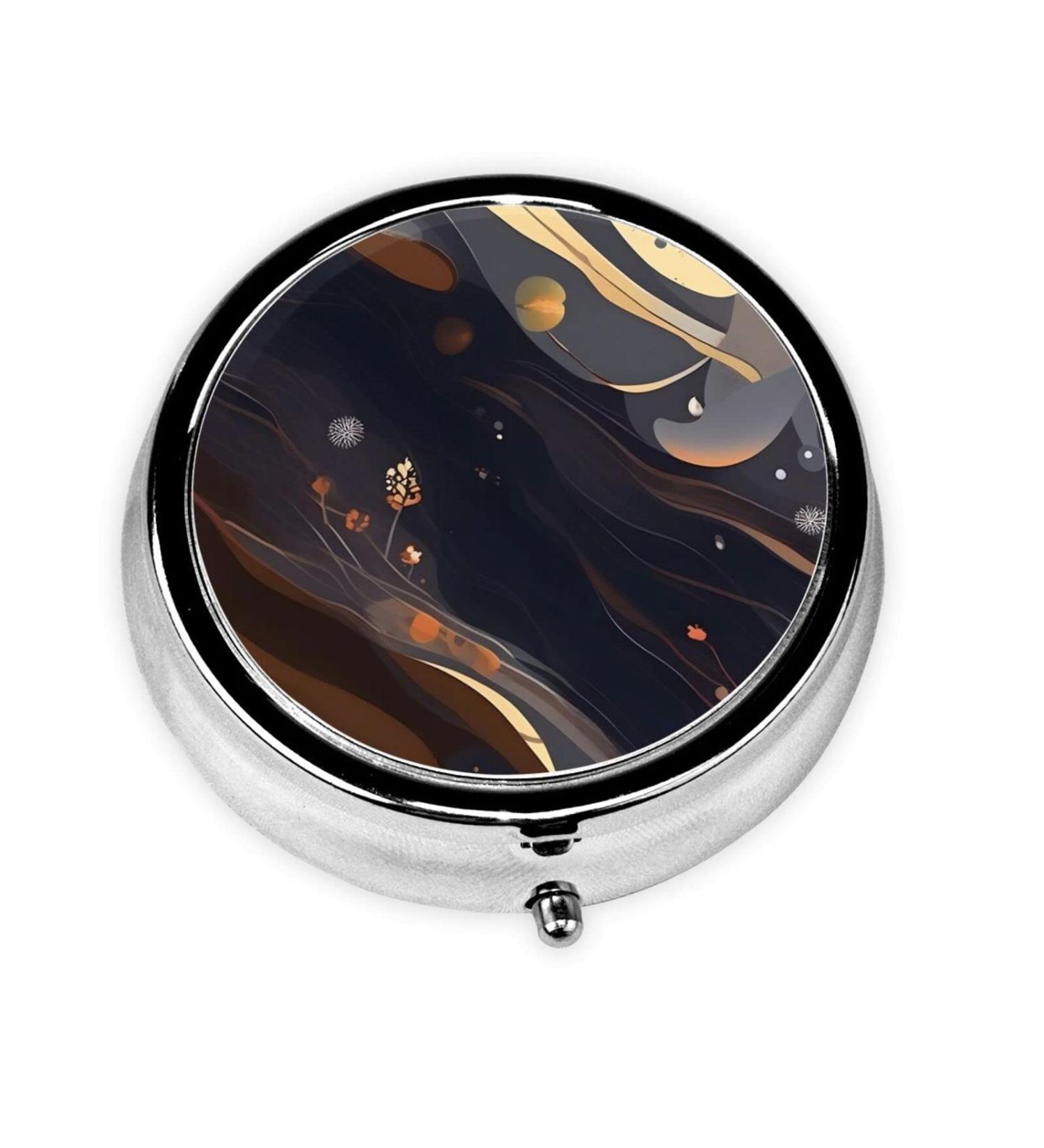 Buy Dark Medium Round Pill Box - 3 Compartments Portable Travel Organizer for Purse or Pocket - Buy Online on GoSupps.com