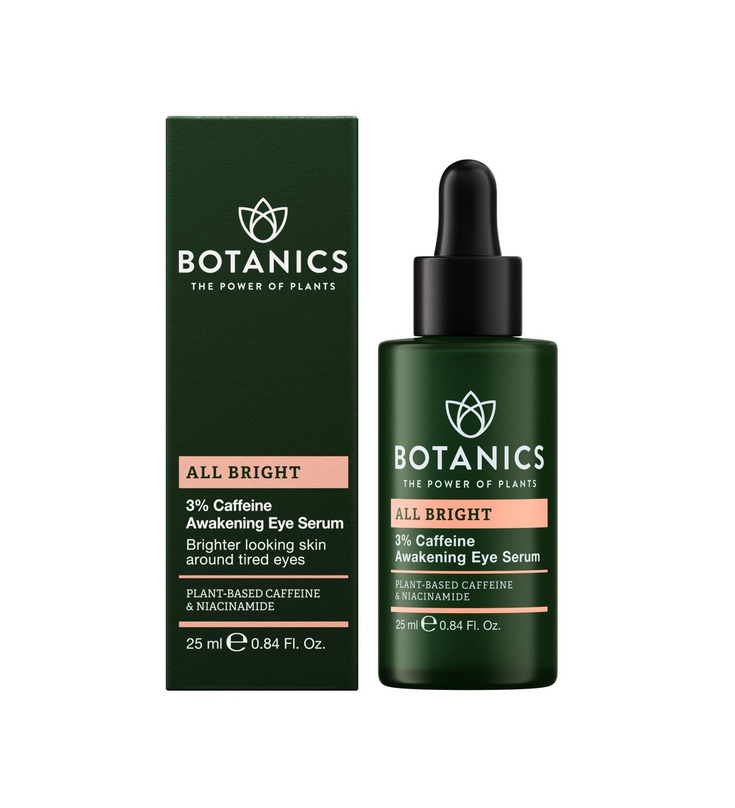 Botanics All Bright Caffeine Eye Serum - 3% Caffeine Awakening Under Eye Serum for Dark Circles and Puffiness - Refresh & Brighten Tired Eyes - Vegan & Cruelty Free (0.84 Fl Oz) - Buy Online on GoSupps.com