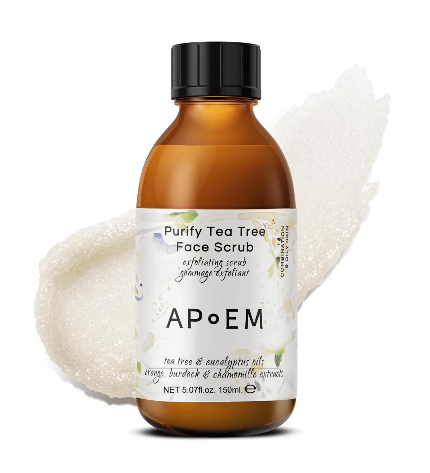 APoEM Purify Tea Tree Face Scrub (150ml) Gentle Exfoliator for Blackhead Removal, Dark Spot Reduction, Brightening, Natural Botanical Extracts, Rejuvenating & Soothing (5.07 Fl Oz (Pack of 1)) - Buy Online on GoSupps.com