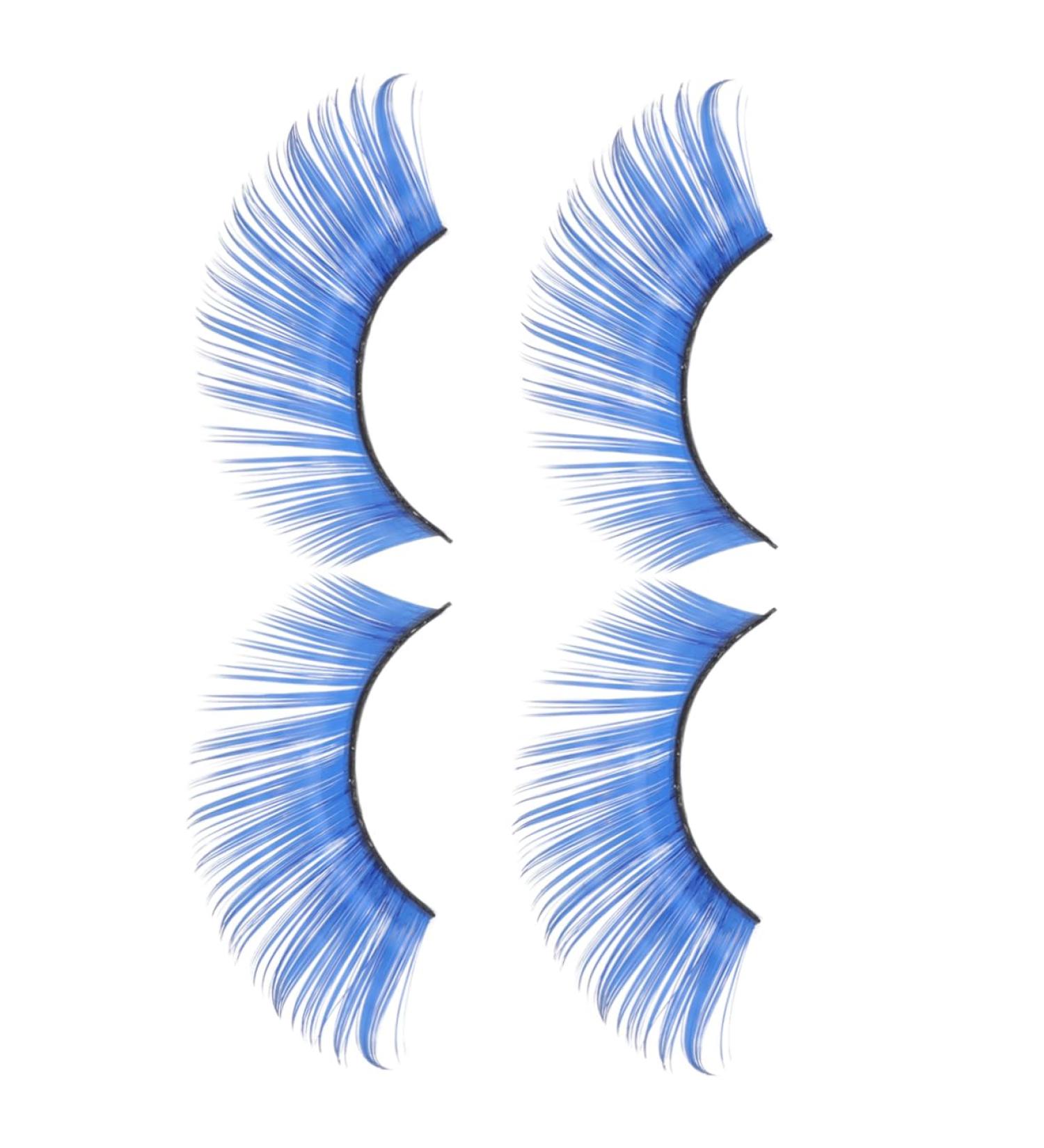 FRCOLOR Blue Long Eyelashes - 2 Pairs Fluffy Cosplay & Halloween False Lashes for Adults | Performance & Costume Eyelash Extensions - Buy Online on GoSupps.com