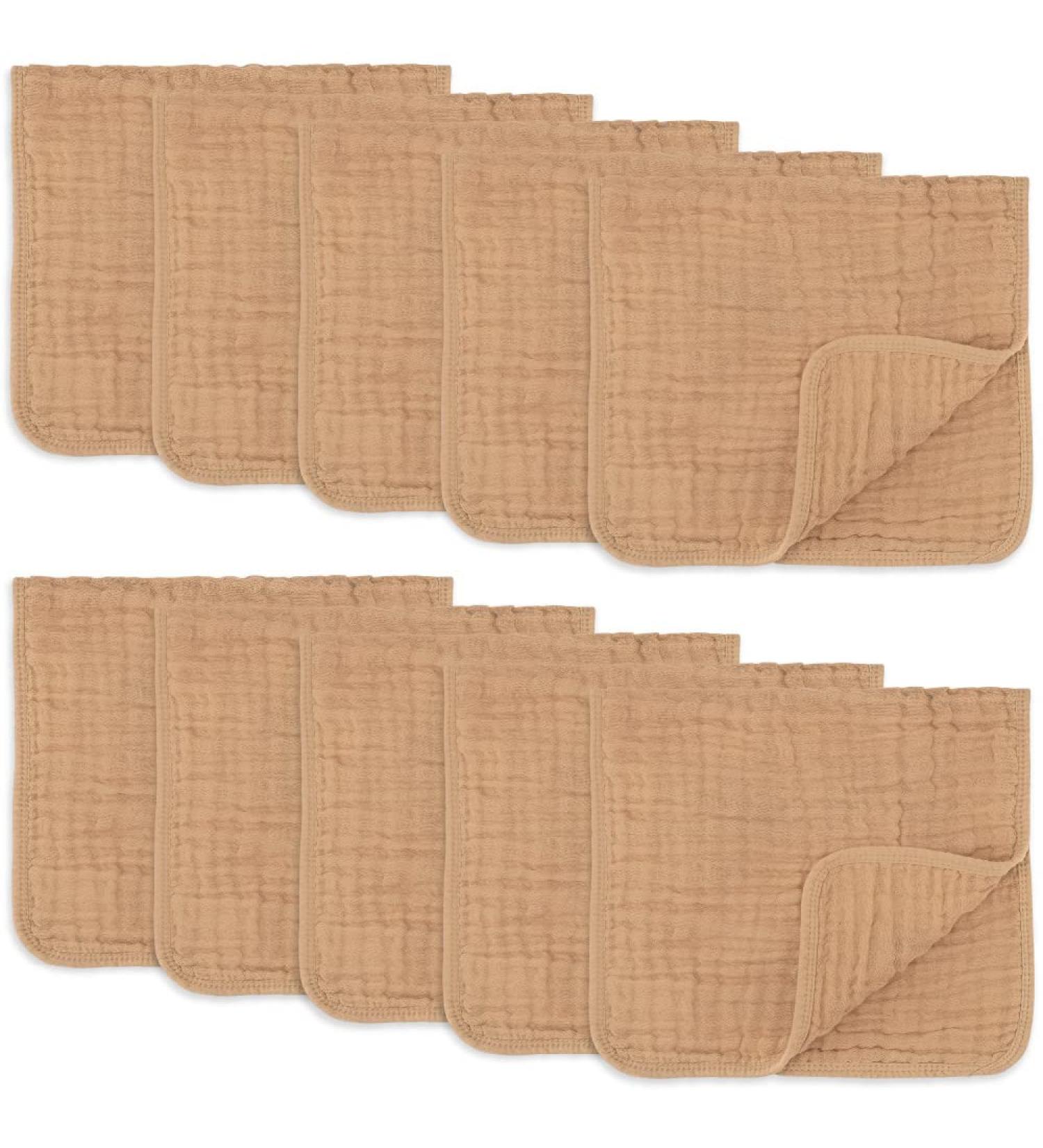 Buy Comfy Cubs Muslin Spitting Towels 10-Pack | Extra Absorbent 100% Cotton Hand Washcloths | Soft & Large Caramel Baby Towels - Buy Online on GoSupps.com