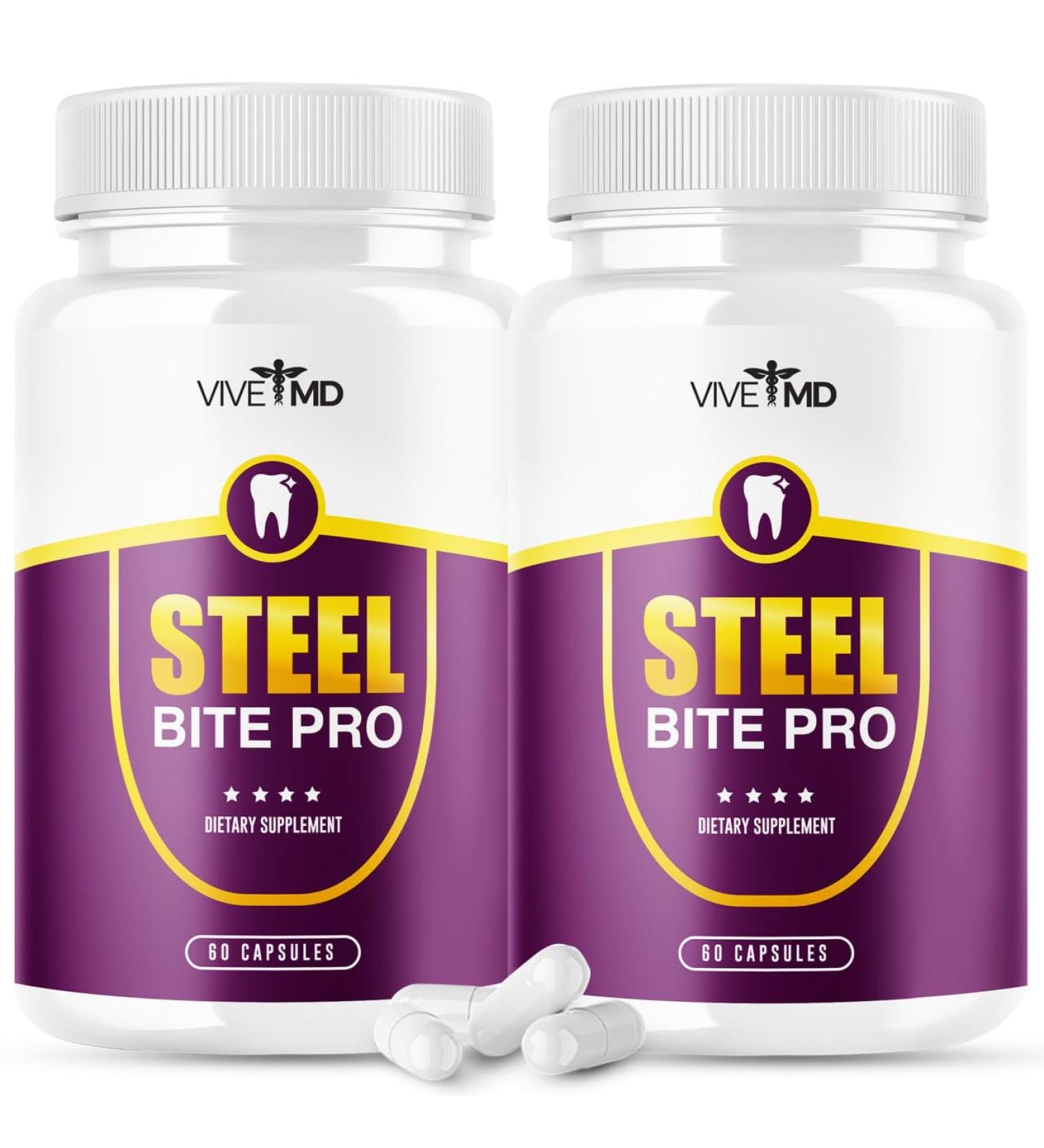 Steel Bite Pro for Teeth and Gum Repair - Official Formula - Dental Probiotic Tooth Repair with Oral Probiotics for Teeth and Gums - Steel Bite Pro Supplement - Stealbite Pro Reviews (2 Pack)