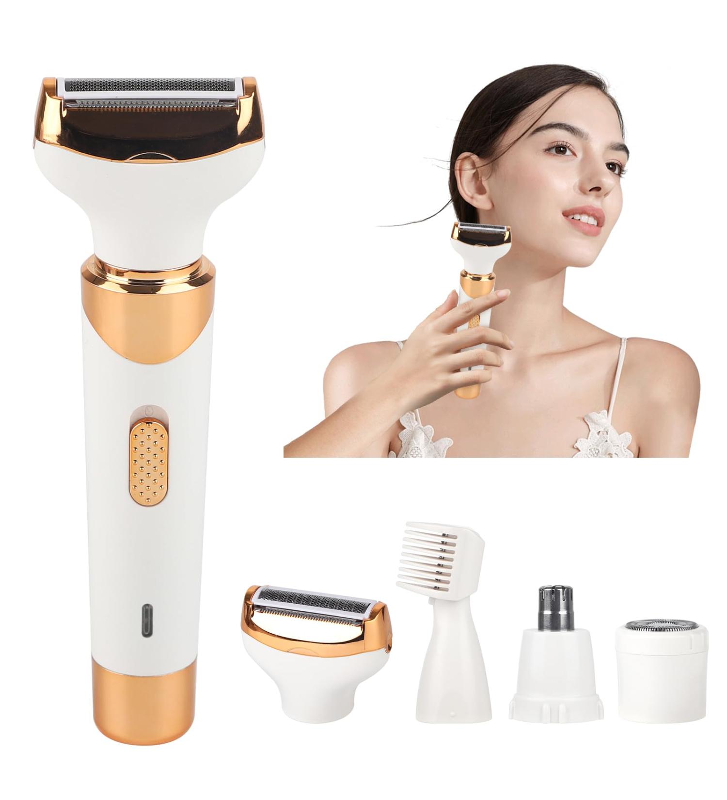 Electric Razor for Womens Men Cordless Ladies Electric Shaver 4 in 1 Painless Wet & Dry Waterproof Body Razor and Facial Hair Remover Rechargeable Hair Removal Kit for Bikini Underarm Hairs (White) - Buy Online on GoSupps.com