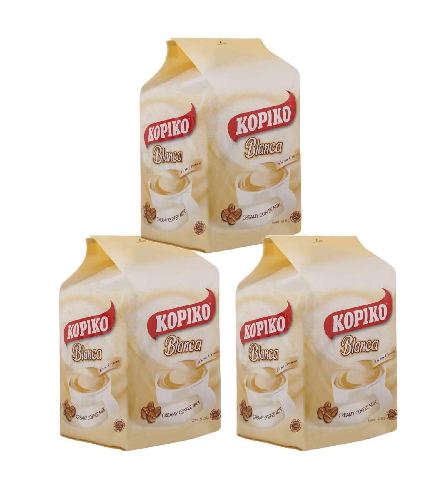 Kopiko Blanca Creamy Mix Instant White Coffee 300g (3 Packs 30 Sachets) HALAL - Buy Online on GoSupps.com