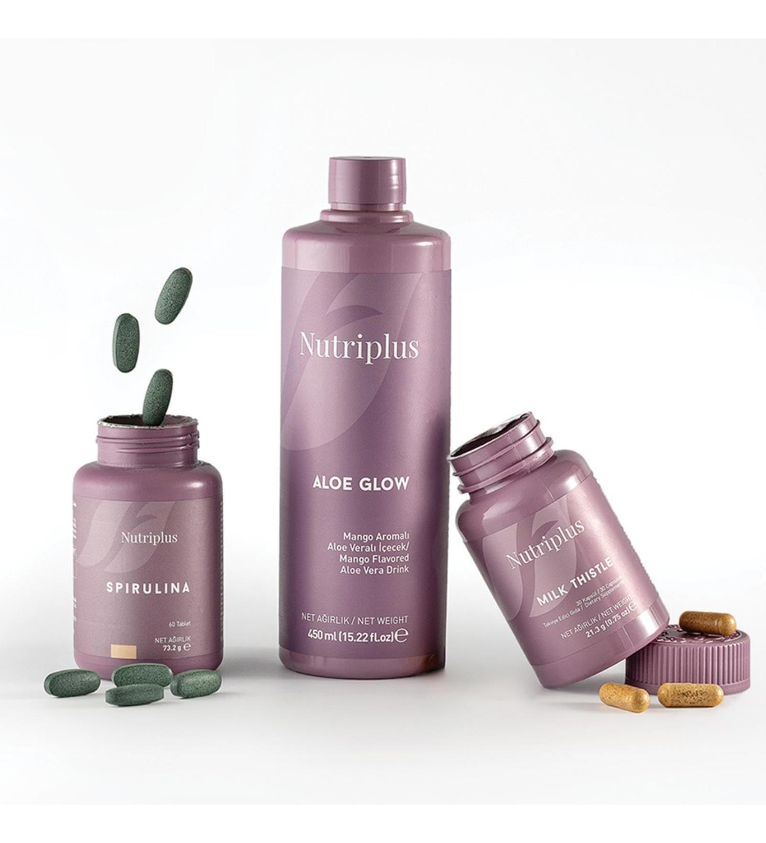 FARMASi Nutriplus Complex Detox Mini Compact Detox Supplement Set with Aloe Vera Drink Silymarin and Spirulina Tablets Supports Liver Health Hydration and Natural Detoxification 1 Count (Pack of 3)