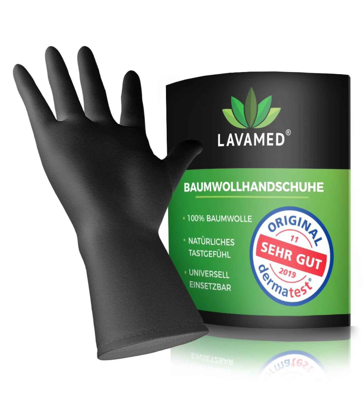 LAVAMED Dermatest Black Cotton Gloves - 100% Pure Cotton Protective Gloves (Size 6 S) for International Shipping - Buy Online on GoSupps.com