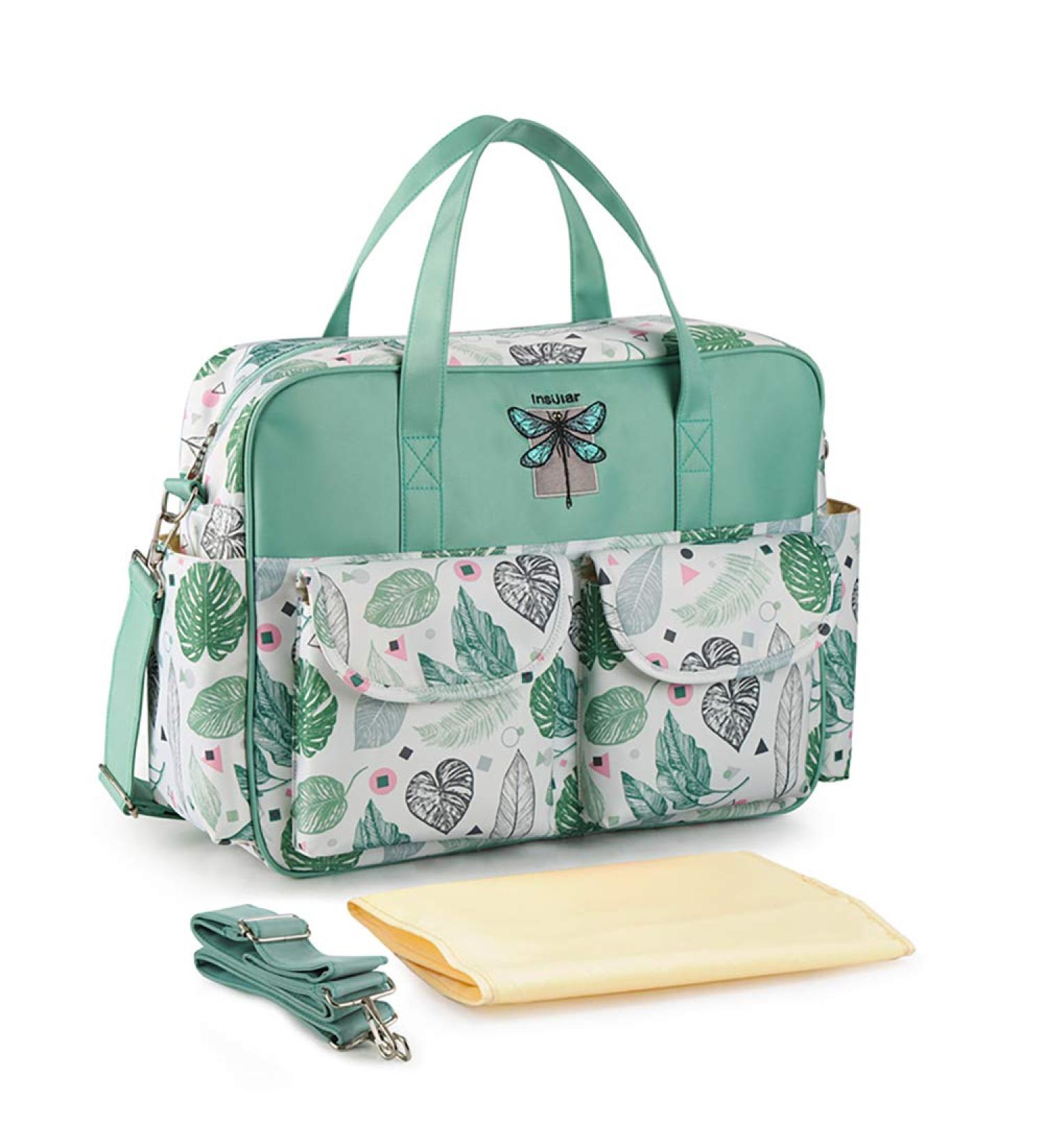 Kamay's Waterproof Mummy Diaper Bag with Changing Mat - Tender Green Leaves - Buy Online on GoSupps.com
