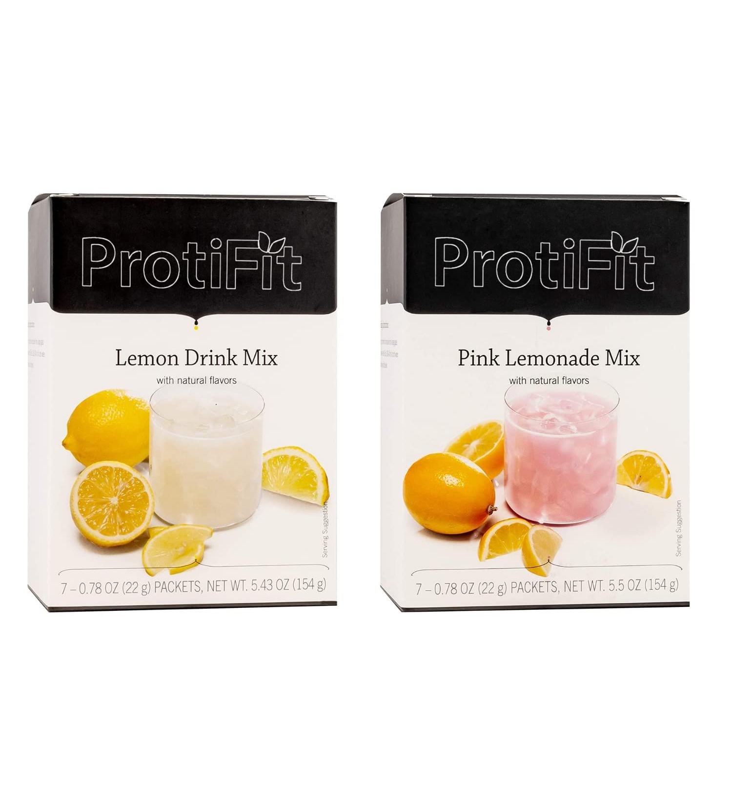 PROTIFIT - High Protein Lemon & Pink Lemonade Fruit Drink Mix 15g Protein Low Calorie Sugar Free Keto Friendly 7 Servings Per Box 2 Pack - Buy Online on GoSupps.com