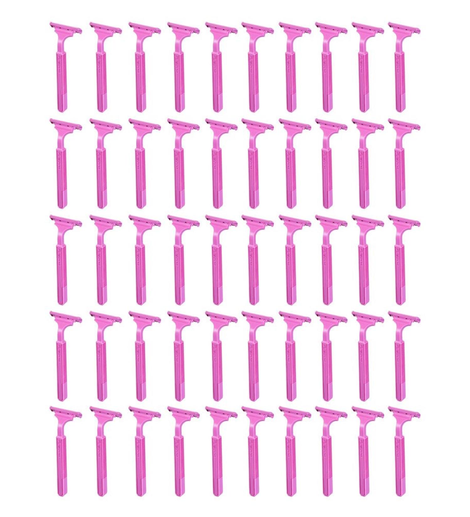 Personna Women's Disposable Razors - 50 Pack Pink Twin Blade with Lubricating Strip - Buy Online on GoSupps.com