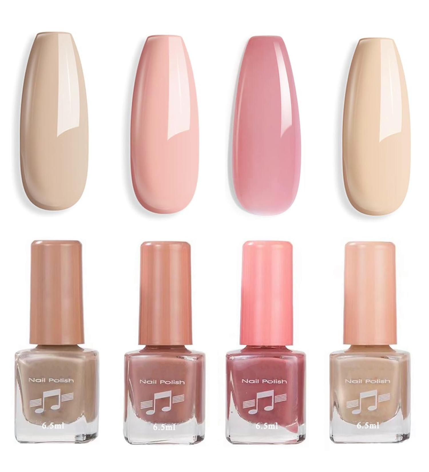 Nude Nail Polish Set - Quick Dry Long Lasting Neutral Colors for All Skin Tones - 4 Shades of Nude Pink - Perfect for French Manicure - No Cure Needed - Buy Online on GoSupps.com