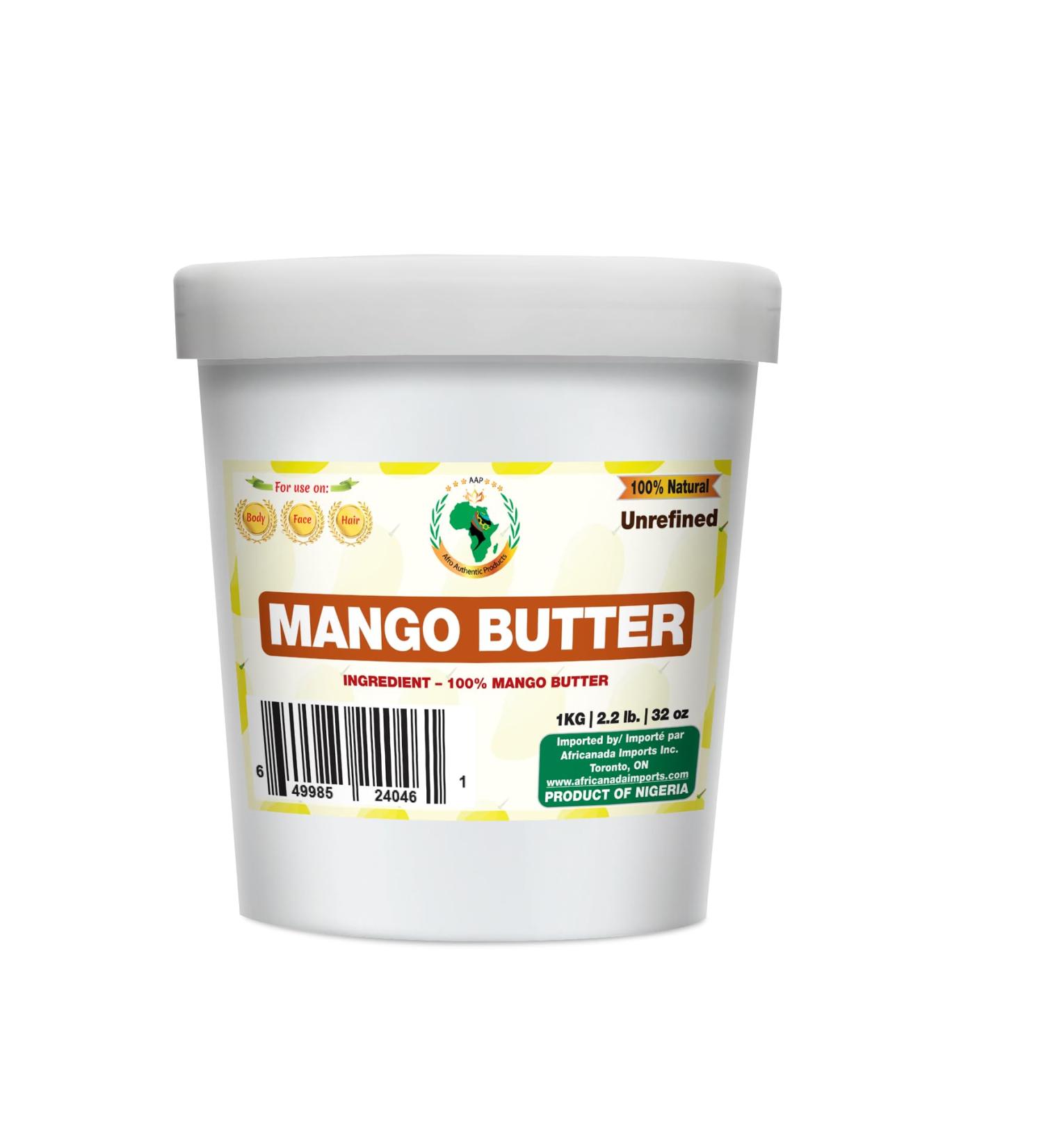 Authentic Raw Mango Butter | Butter | For DIY Face Body Hands | Unrefined | 100% Pure| Organic from Africa | Resealable Bag | 1kg tub