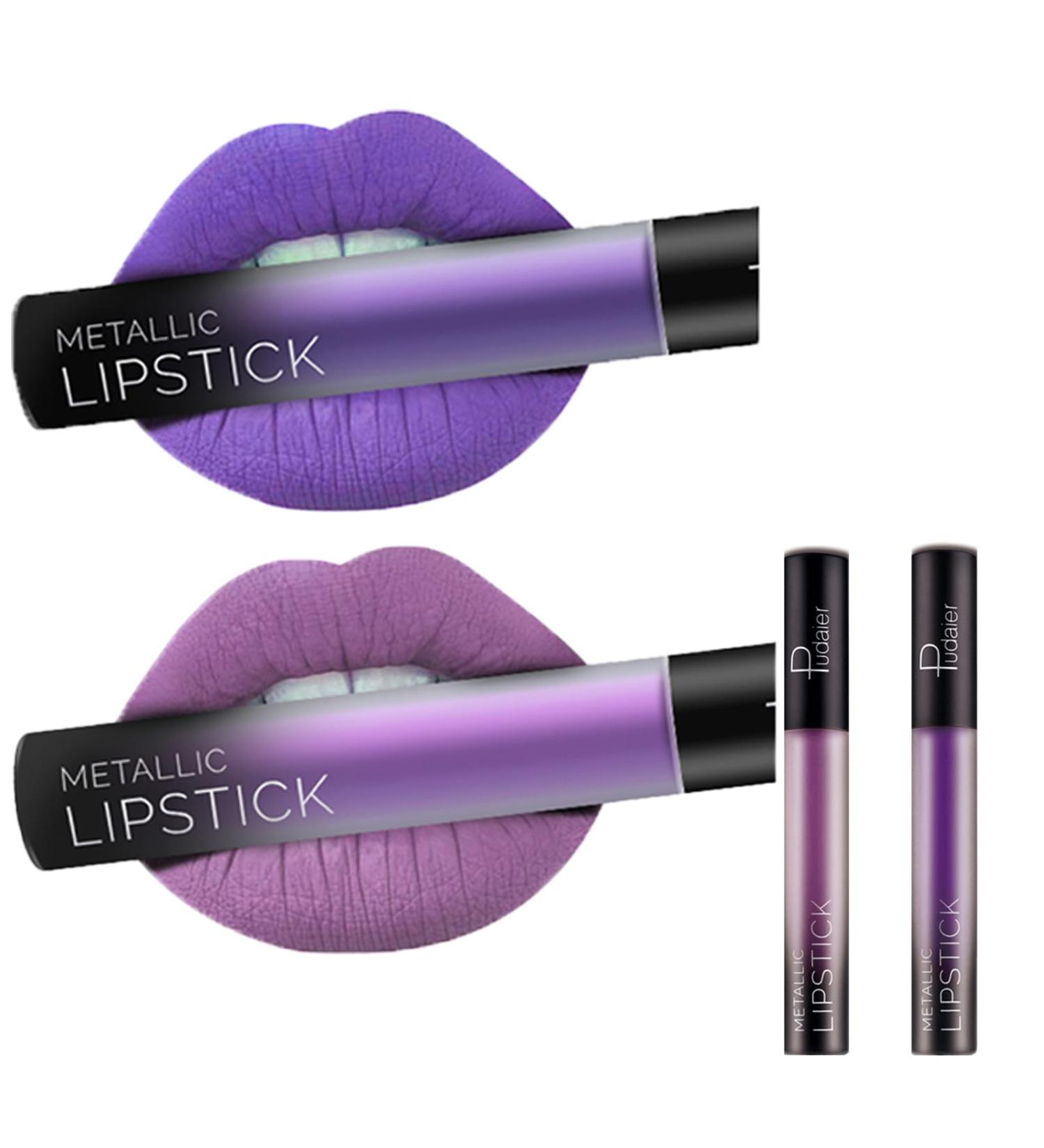 14-Color Matte Non-Stick Lip Glaze Set | 2PC Light & Dark Purple Lip Gloss | 12ml - Buy Online on GoSupps.com