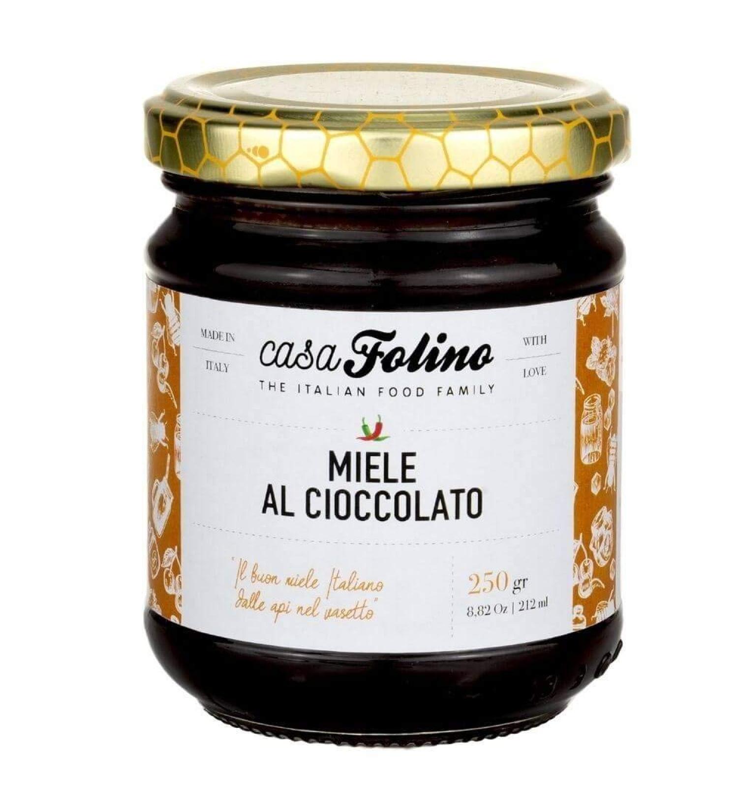 Calabrese Natural Chocolate Honey 250g Casafolino Delicious Api Honey made with Millefiori and Calabrese chocolate paste. Ideal for sweetening and making desserts.