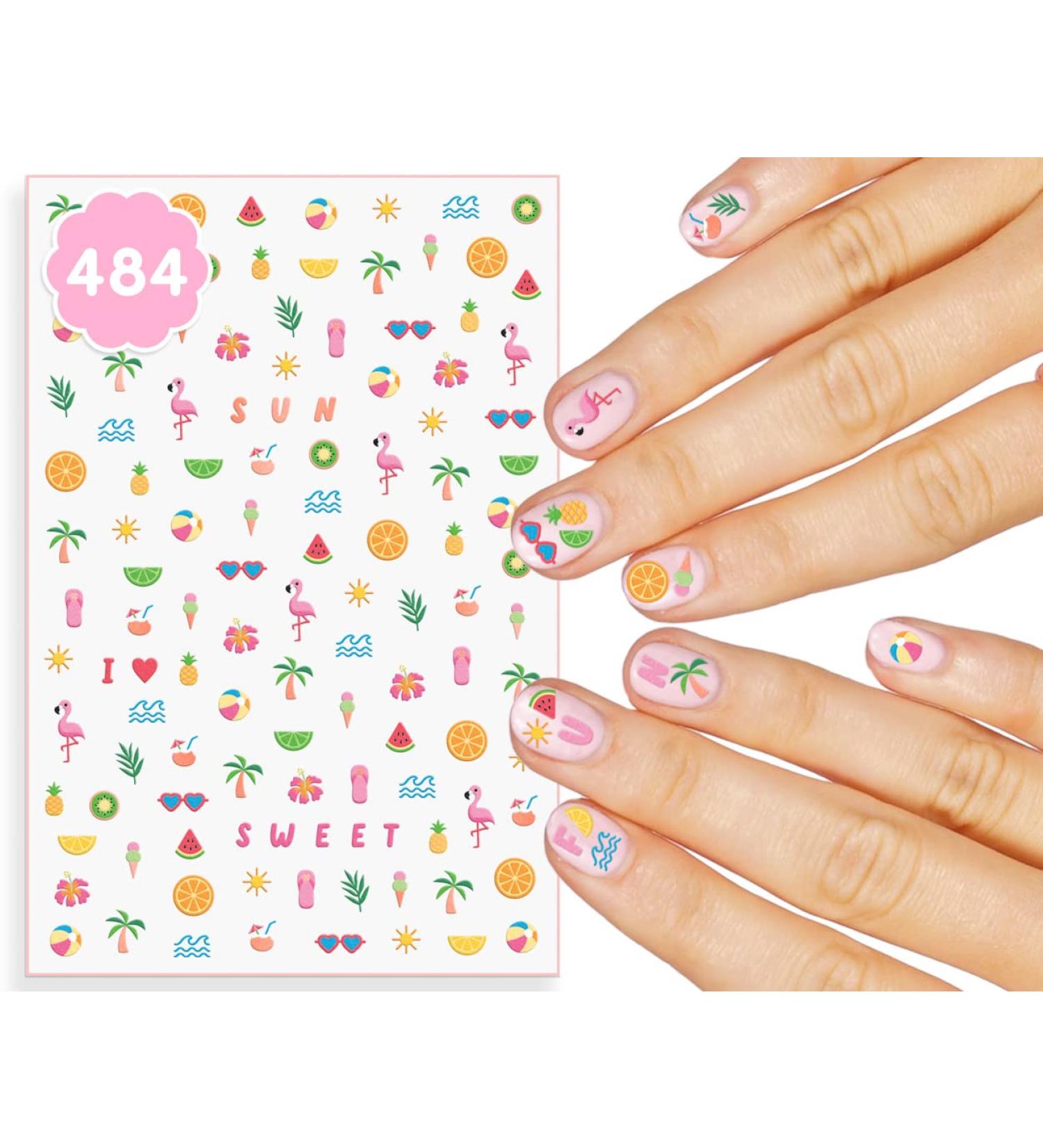 XO Fetti Kids Summer Nail Stickers - 484 Decals | Birthday Girl Pool Party Favors DIY Nail Art Transfer Kit - Buy Online on GoSupps.com