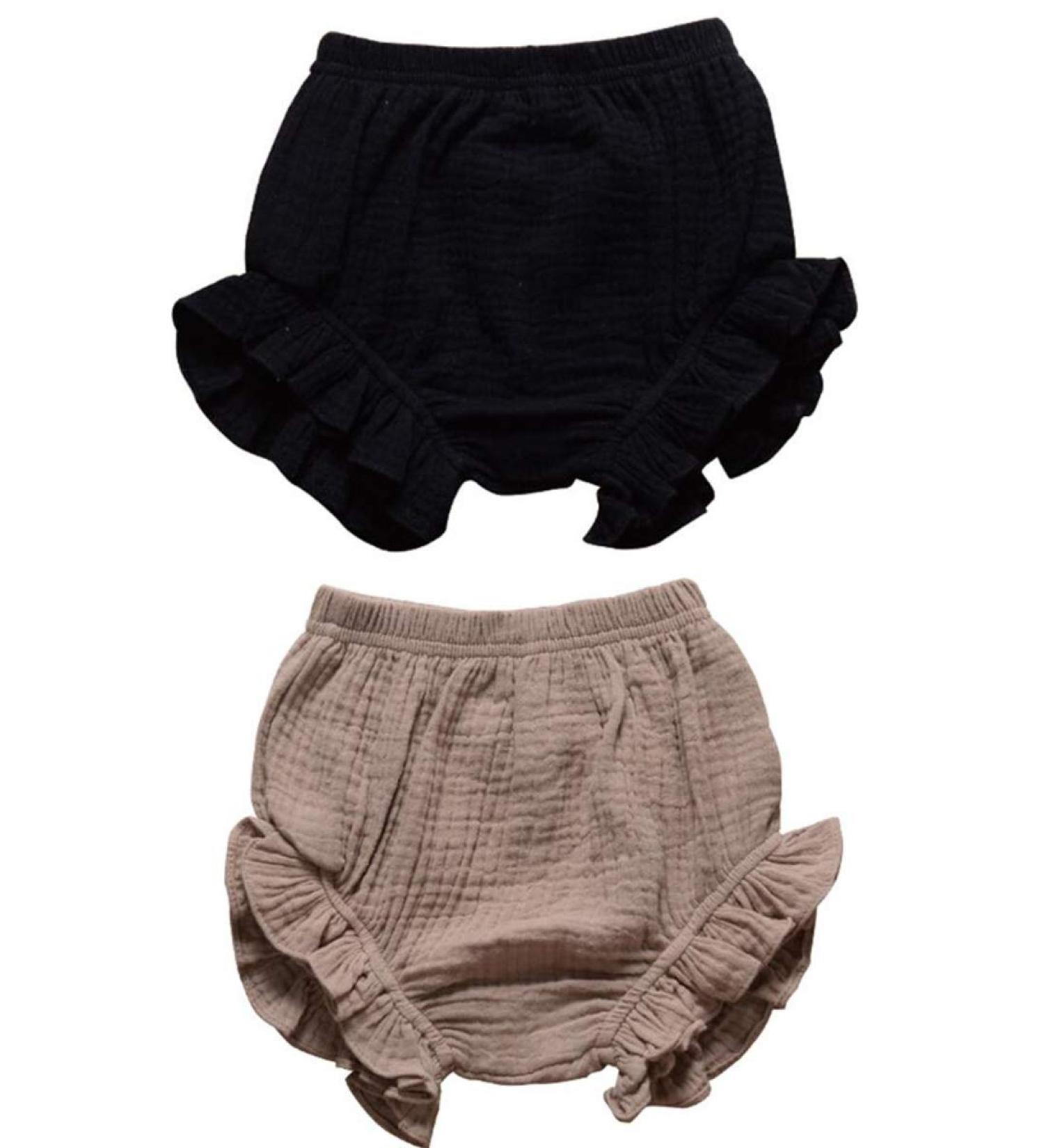 Hasaki 2Pcs Kids Linen Bloomer Shorts - Newborn Baby Diaper Cover 18-24 Months (Black+Khaki) - Buy Online on GoSupps.com