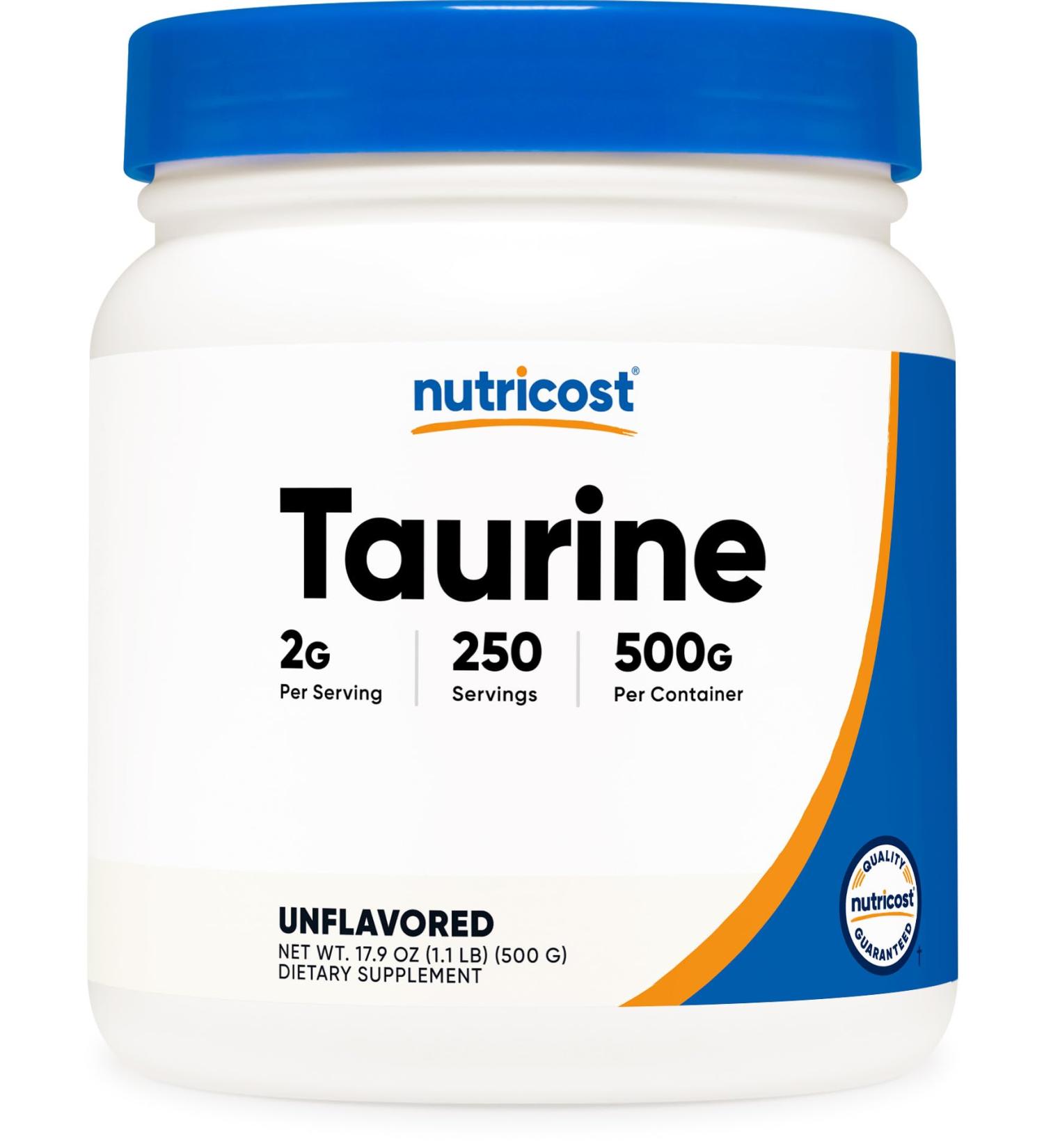 Nutricost Taurine Powder (500 Grams) - 250 Servings 500 Gram (Pack of 1) - Buy Online on GoSupps.com