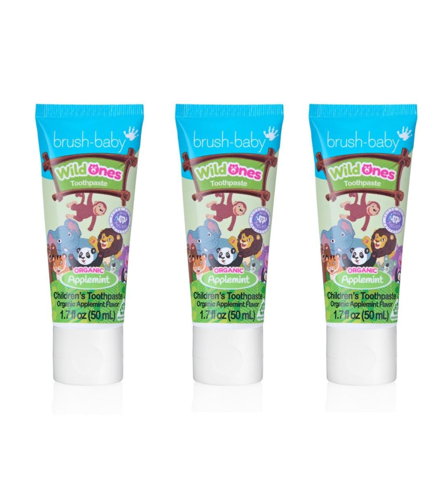 Brush-Baby WildOnes Organic Applemint Flavour Toothpaste for Ages 3+Years (Pack of 3 x 50ml Tubes) - Buy Online on GoSupps.com