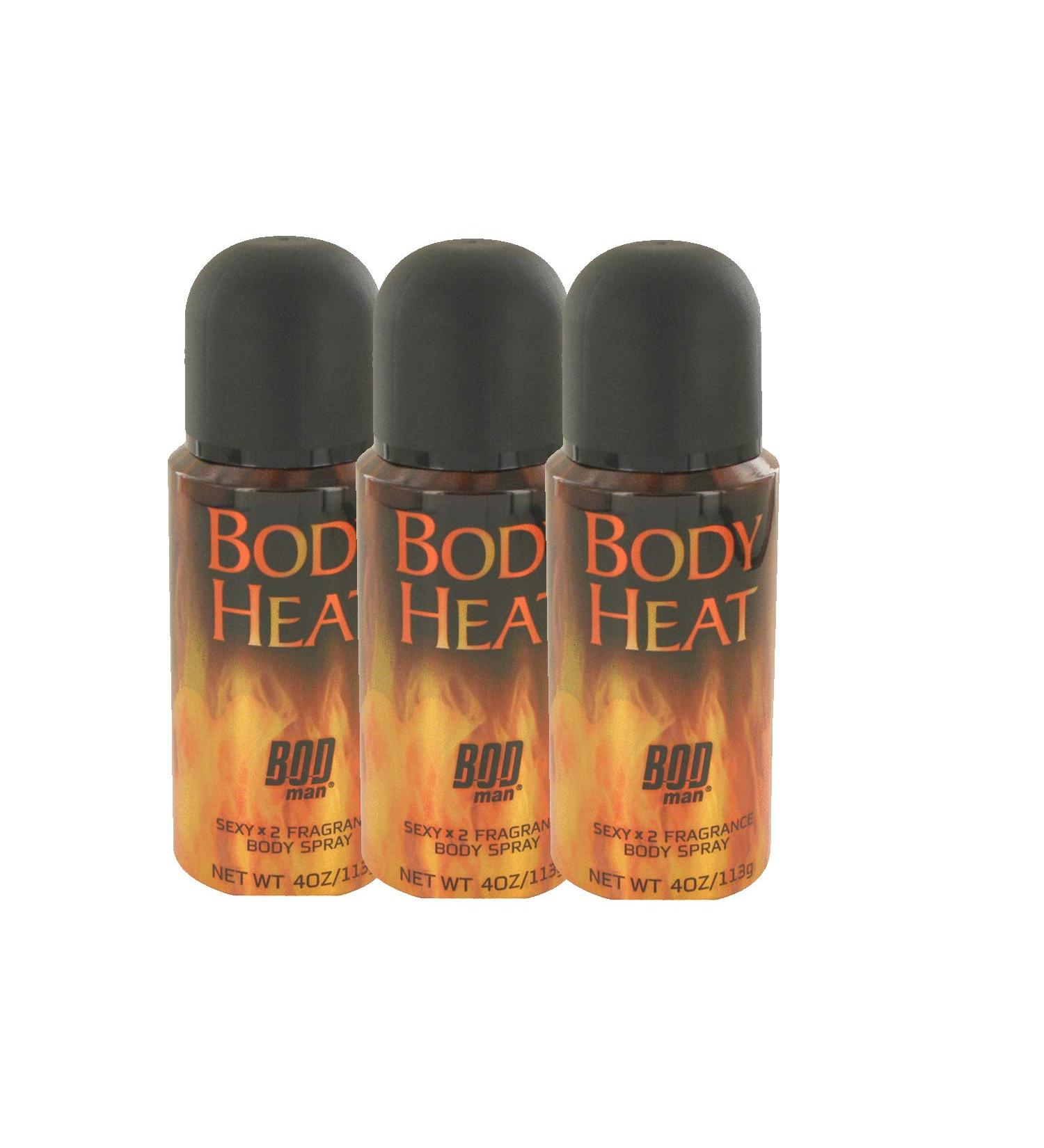 Bod Man Body Heat Sexy X2 Fragrance Body Spray 4 oz Men (Pack of 3)