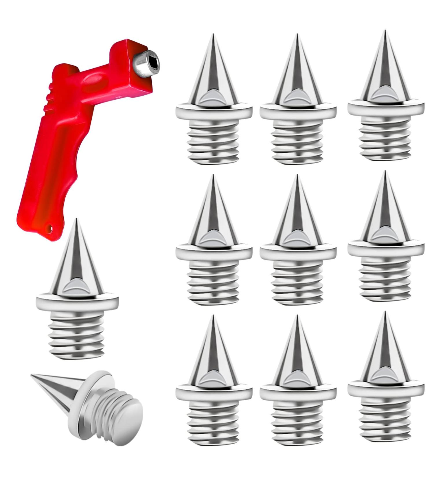 Savita 6mm Track Spike & Key | Durable Replacement for Cross-Country & Running Shoes | Pyramid Spikes for Sports & Jogging (Silver/Red) - 50 Pack - Buy Online on GoSupps.com