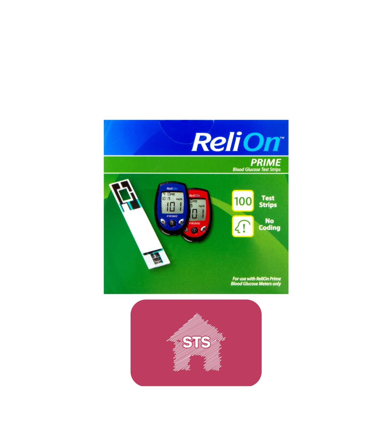 ReliOn Prime Blood Glucose Test Strips 100 Count + STS Sticker - Bundle Deal - Buy Online on GoSupps.com