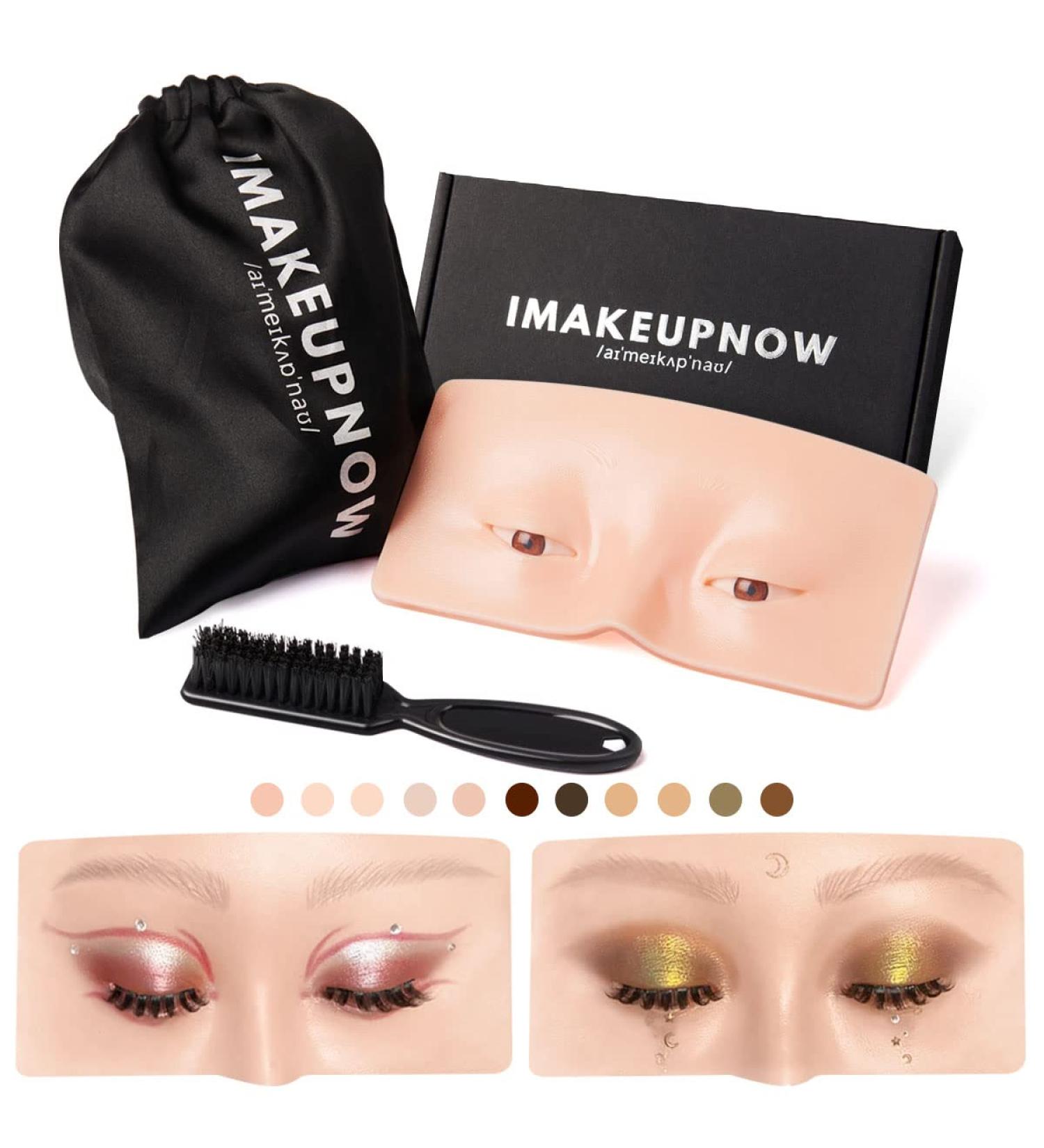 IMAKEUPNOW 3D Realistic Makeup Practice Face Board with Cleaning Brush - Ideal for Eyeshadow, Eyeliner, Eyebrow, Lash Mapping - Perfect for Makeup Artists and Self-taught Models - Buy Online on GoSupps.com