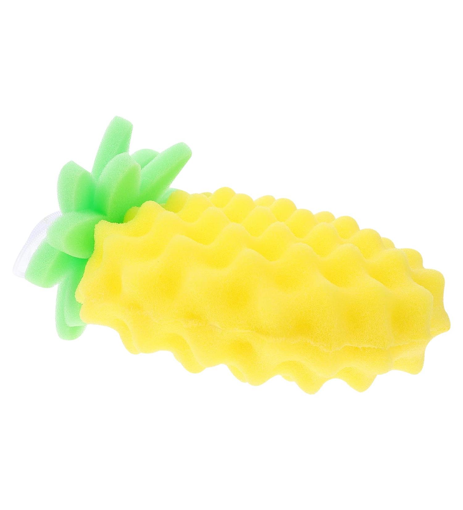 Cartoon Pineapple Shaped Body Scrubber Sponge for Kids - Exfoliating Bath Loofah Spa Puff - Buy Online on GoSupps.com