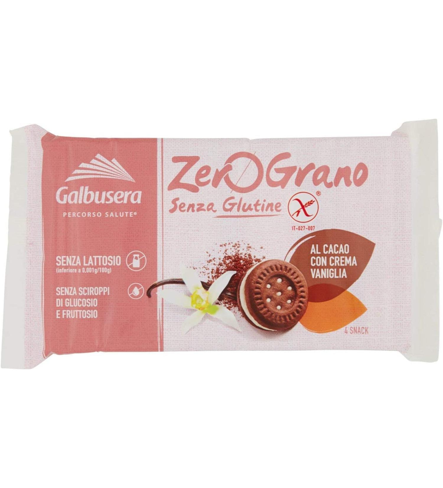  Galbusera Galbusera Zero Grano Frollini Cocoa with Vanilla Cream 160g Gluten Free 4 Snacks - Buy Online on GoSupps.com