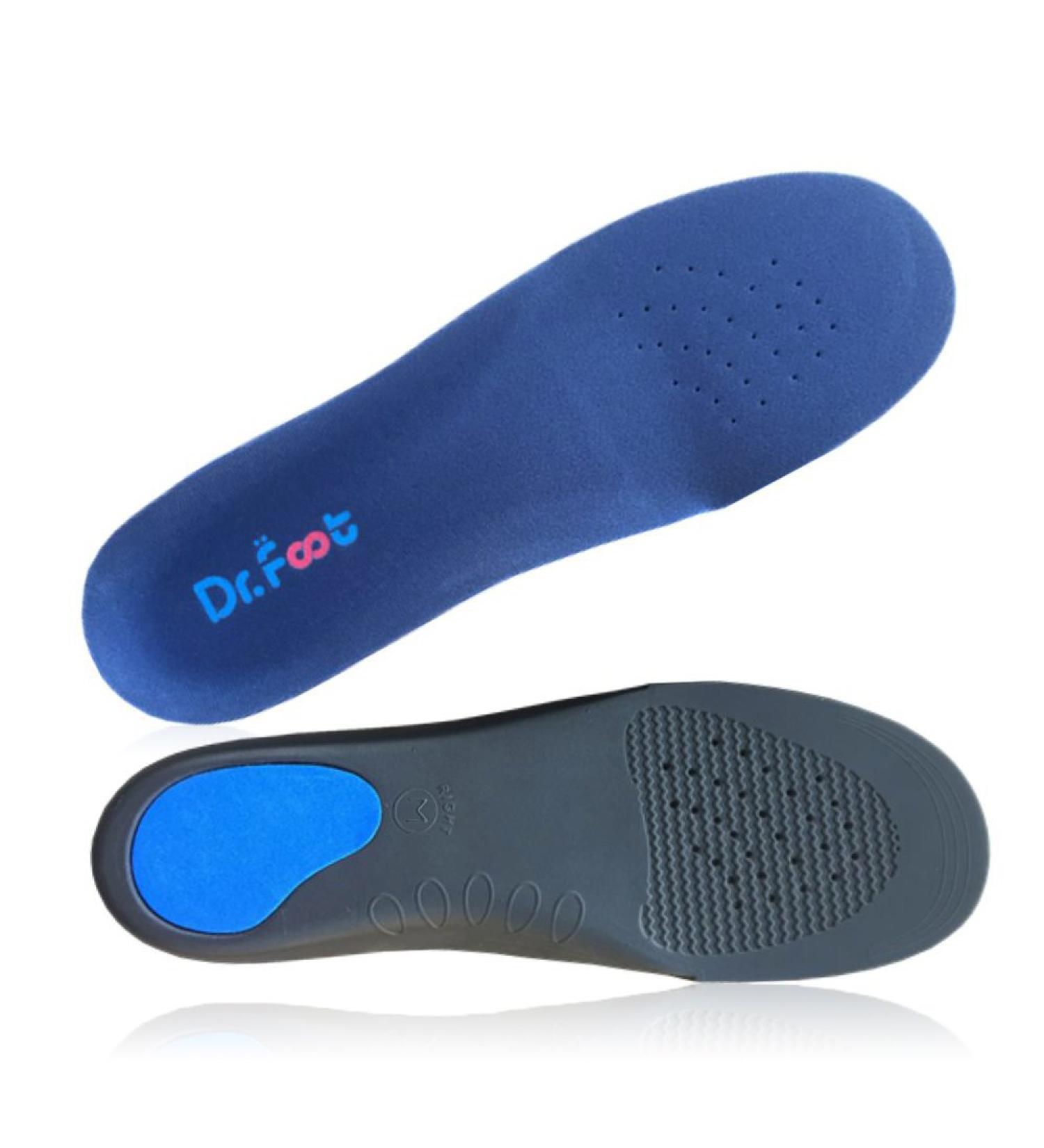 Dr. Foot Full Orthotics Shoe Insoles - Arch Support Inserts for Flat Feet, Over-Pronation, Fallen Arch - Men's 7.5-9 | Women's 8.5-10 (M-W8.5-10 | M7.5-9) - Blue & Black - Buy Online on GoSupps.com